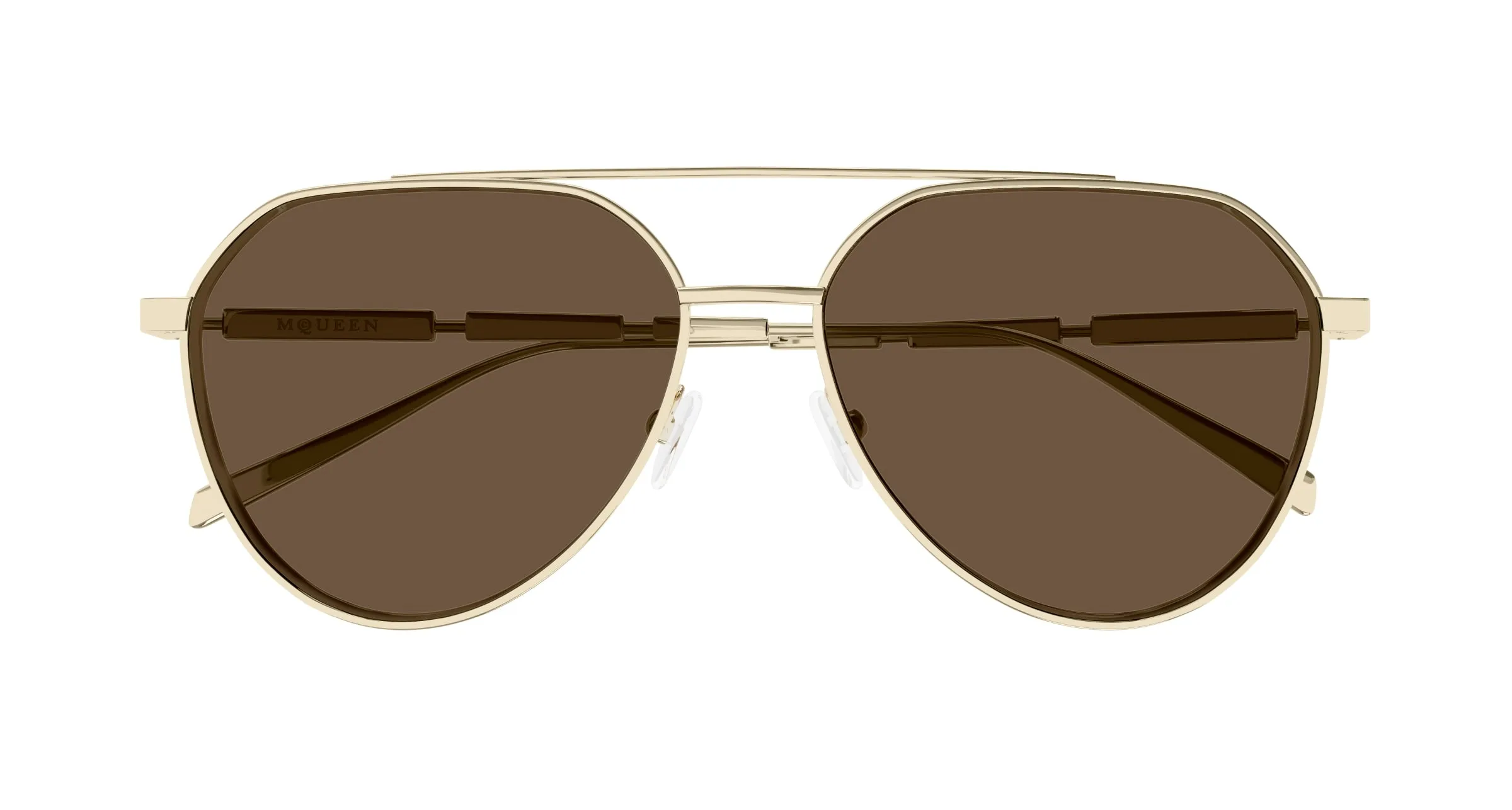 Alexander McQueen AM0478S 002 Occhiali da sole Metallo Oro Marrone Pilot - immagine 2