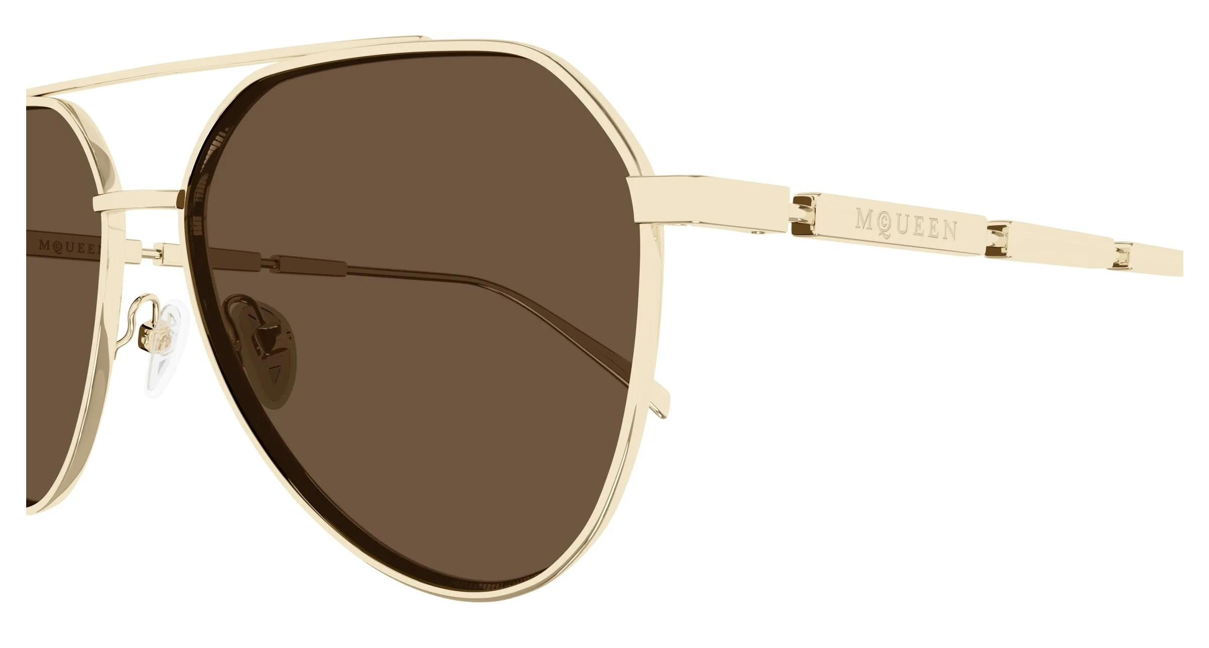 Alexander McQueen AM0478S 002 Occhiali da sole Metallo Oro Marrone Pilot - immagine 3