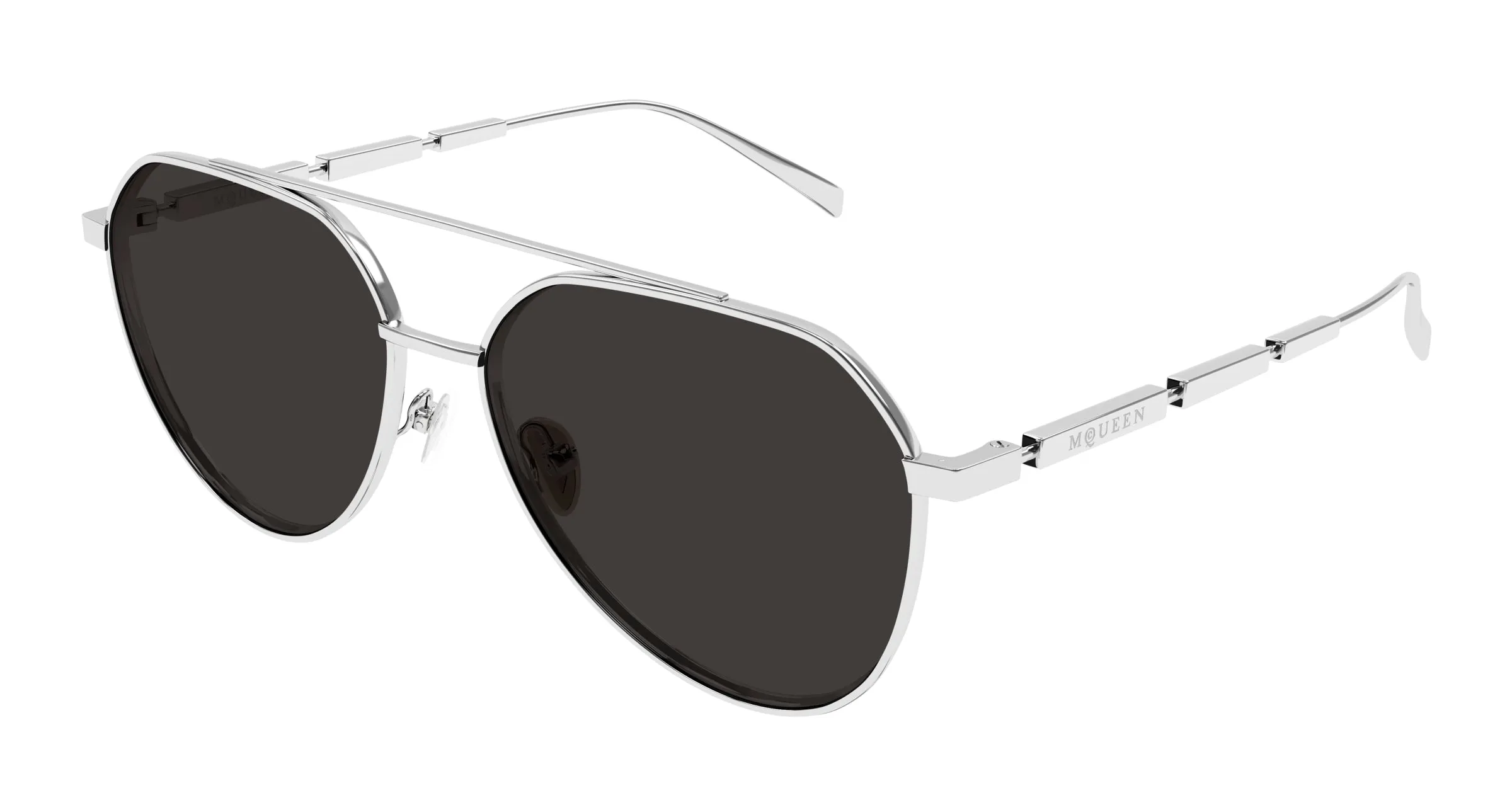 Alexander McQueen AM0478S 001 Occhiali da sole Metallo Argento Grigio Pilot - immagine 1