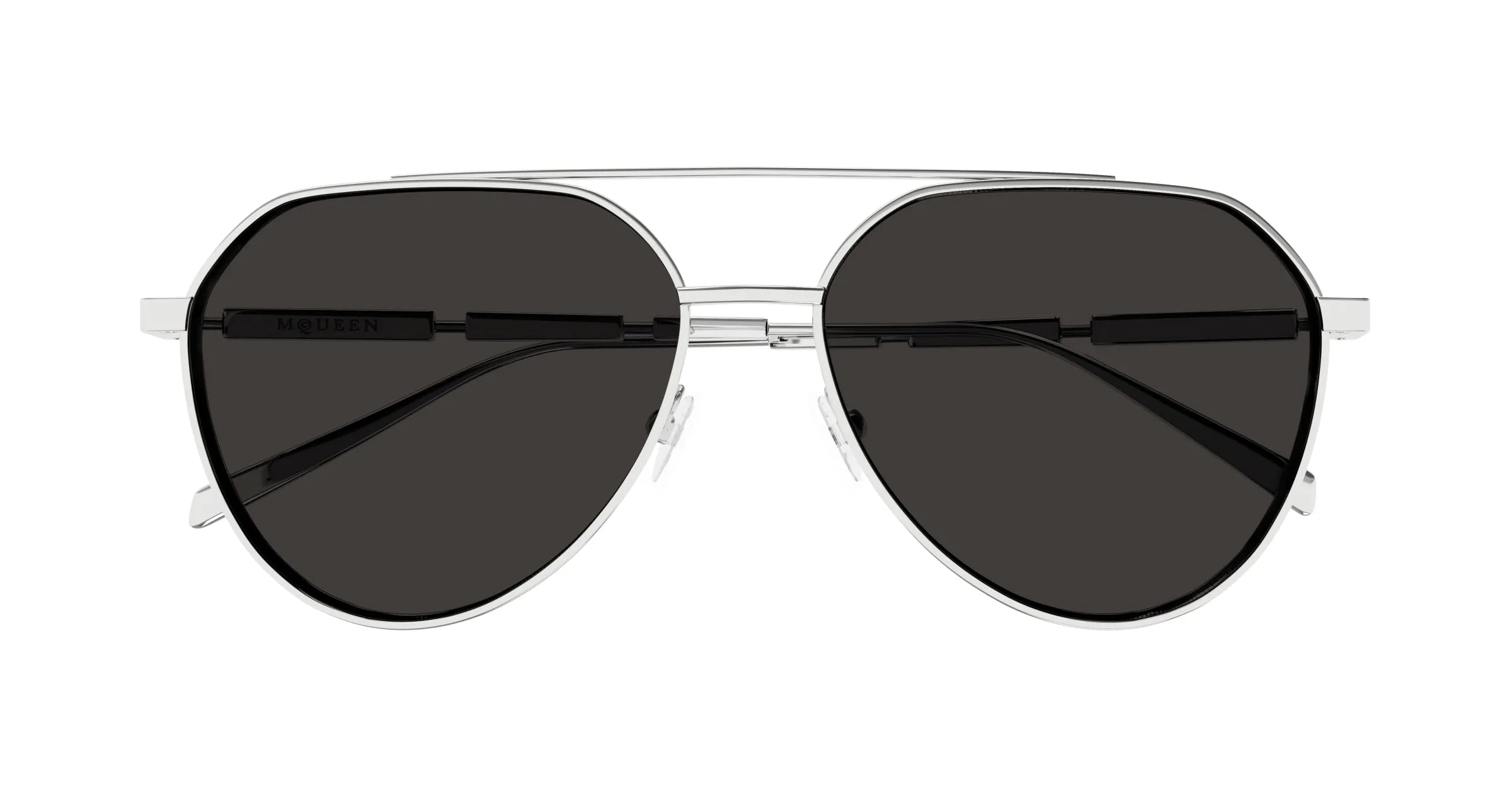 Alexander McQueen AM0478S 001 Occhiali da sole Metallo Argento Grigio Pilot - immagine 2