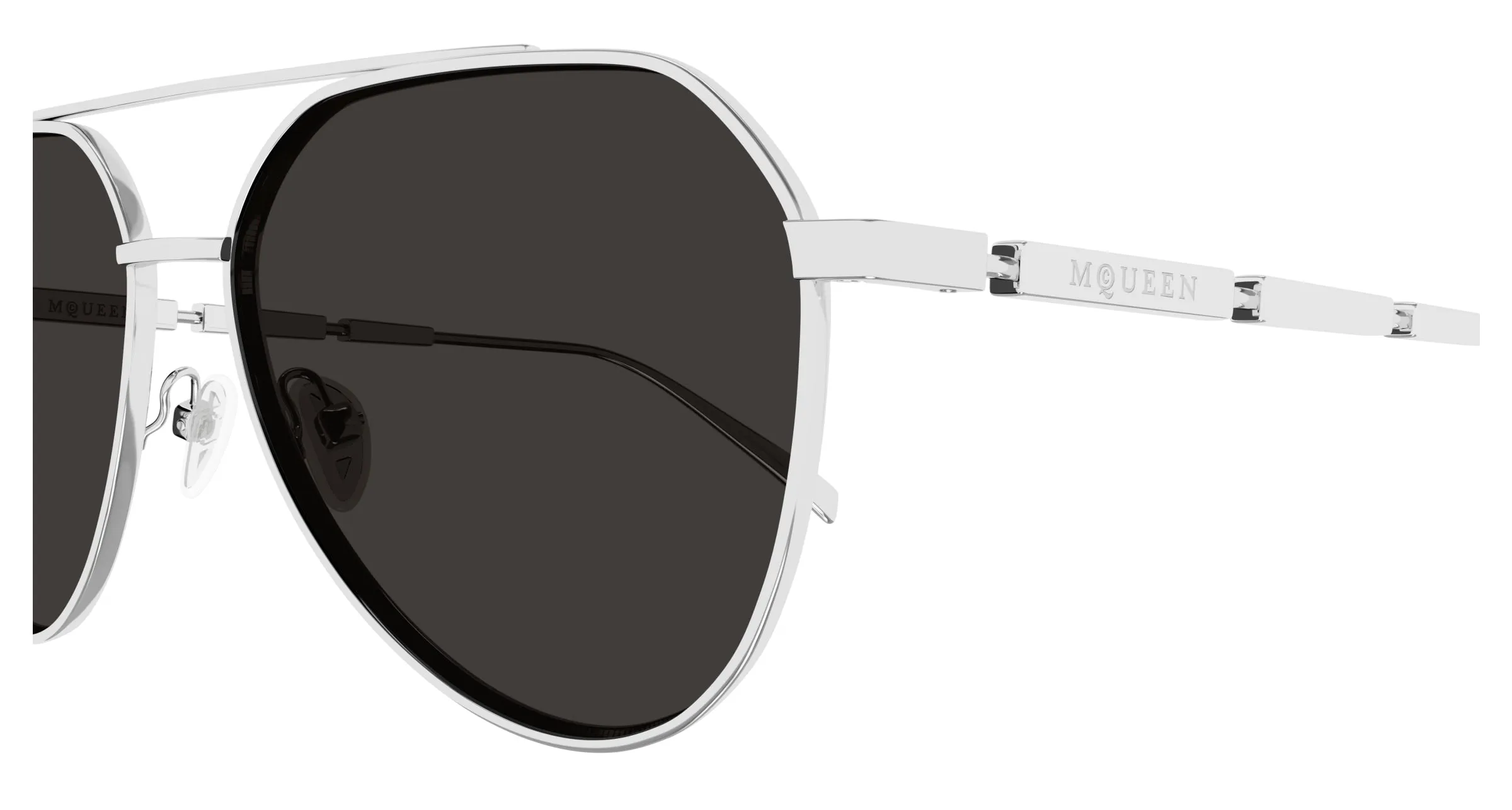 Alexander McQueen AM0478S 001 Occhiali da sole Metallo Argento Grigio Pilot - immagine 3