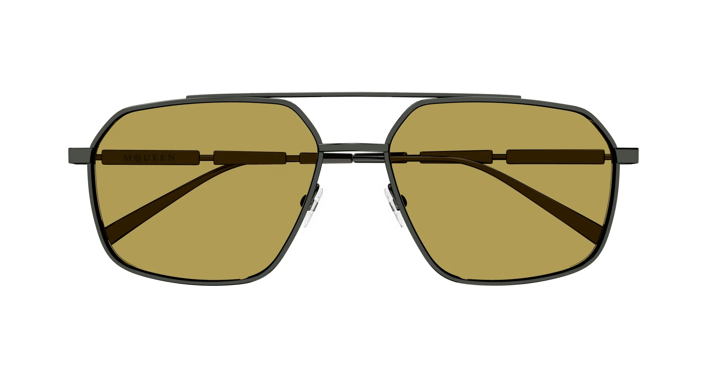 Alexander McQueen AM0477S 003 Occhiali da sole Metallo Rutenio Verde Pilot - immagine 2