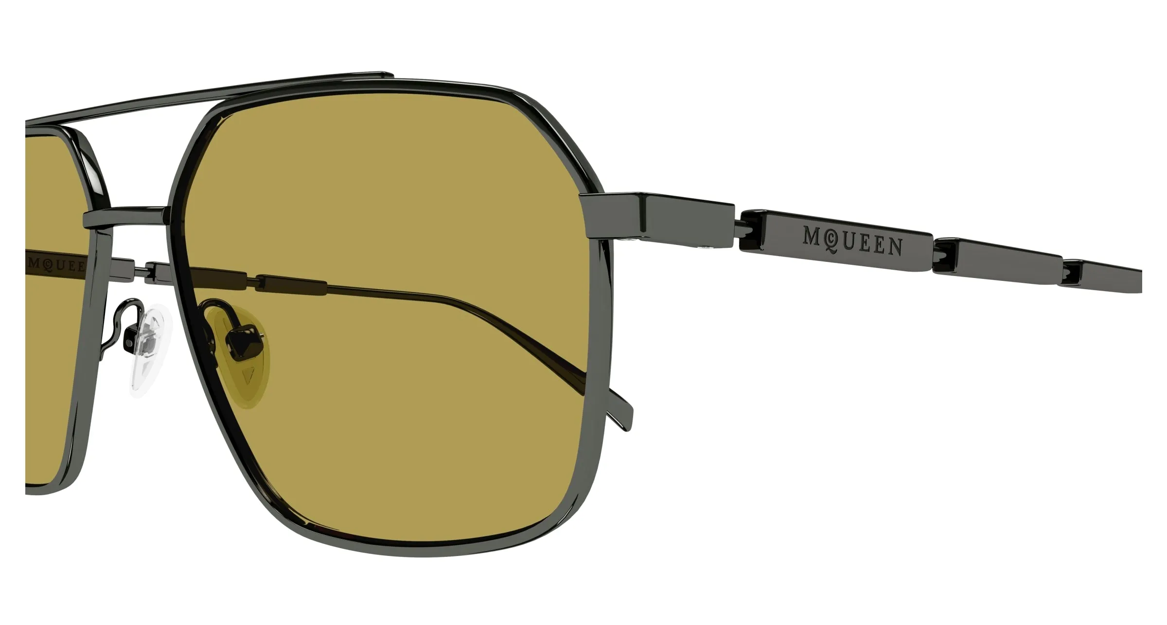 Alexander McQueen AM0477S 003 Occhiali da sole Metallo Rutenio Verde Pilot - immagine 3