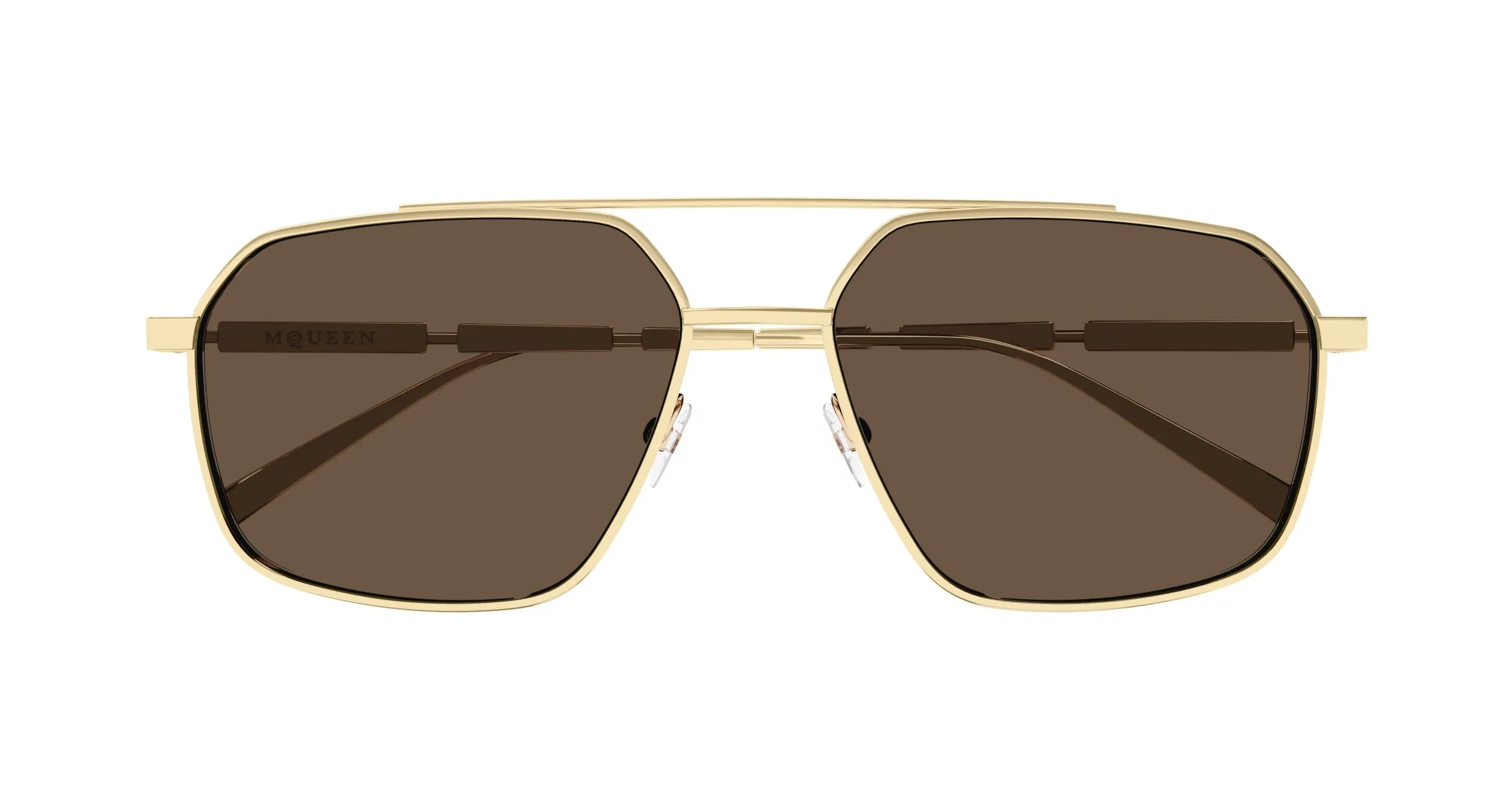 Alexander McQueen AM0477S 002 Occhiali da sole Metallo Oro Marrone Pilot - immagine 2
