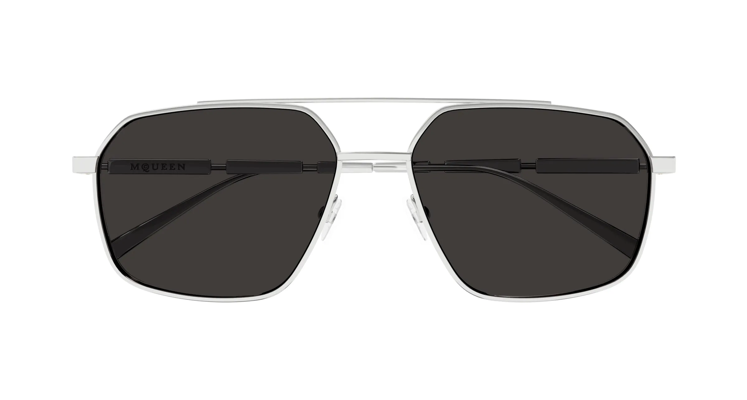 Alexander McQueen AM0477S 001 Occhiali da sole Metallo Argento Grigio Pilot - immagine 2