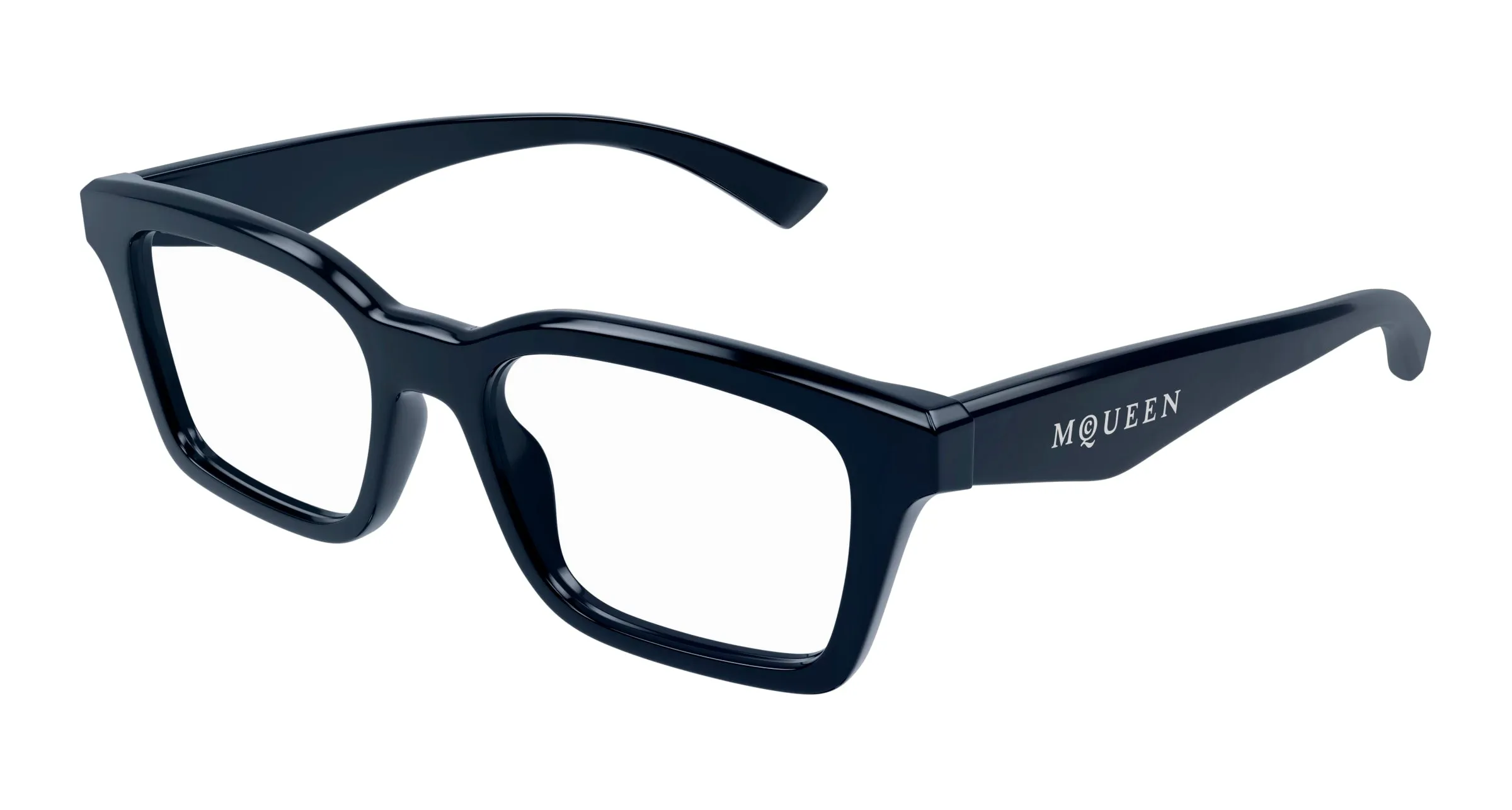 Alexander McQueen AM0476O 003 Montature da vista Acetato Blu Trasparente Squadrata - immagine 1