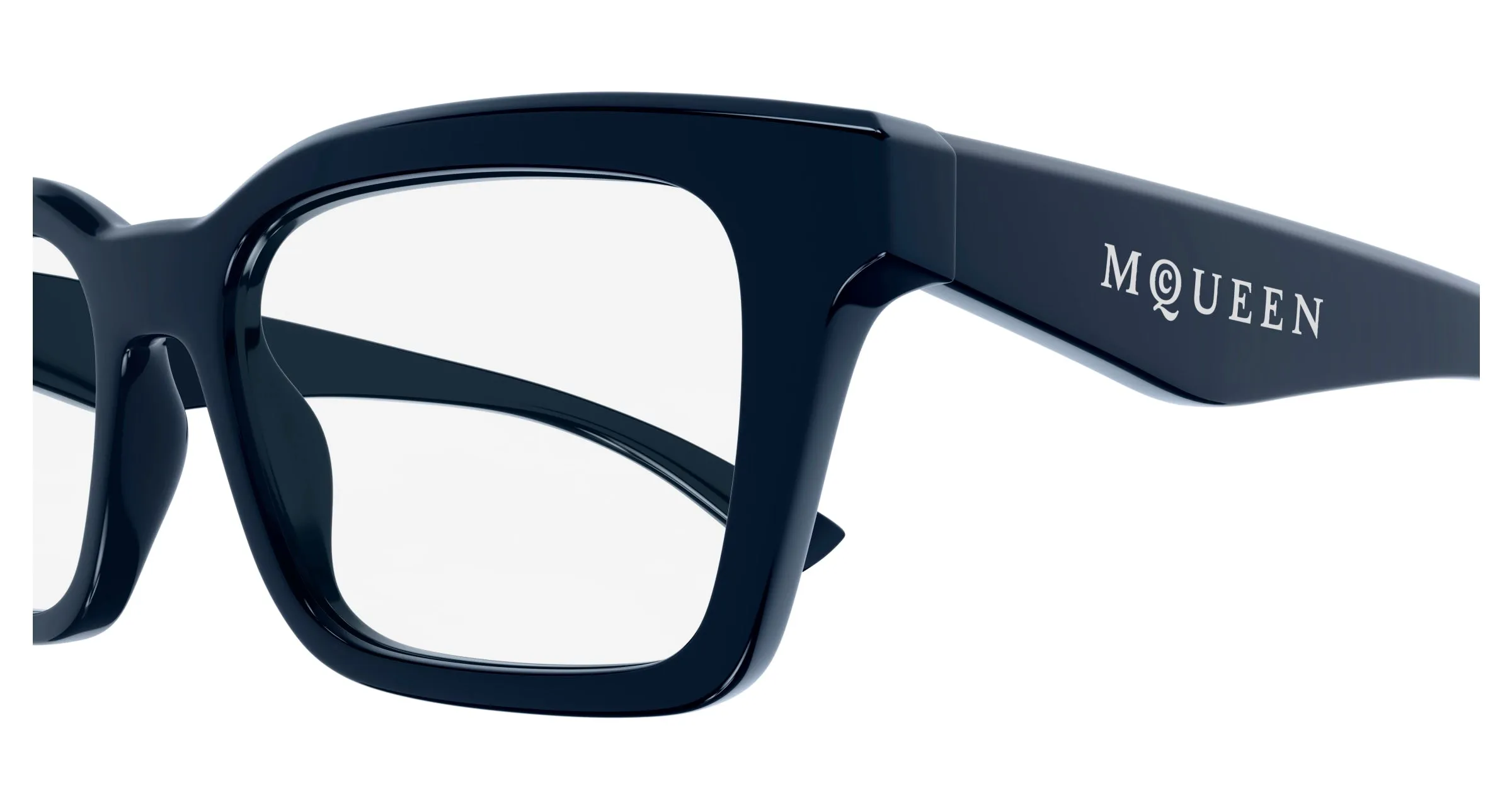 Alexander McQueen AM0476O 003 Montature da vista Acetato Blu Trasparente Squadrata - immagine 3