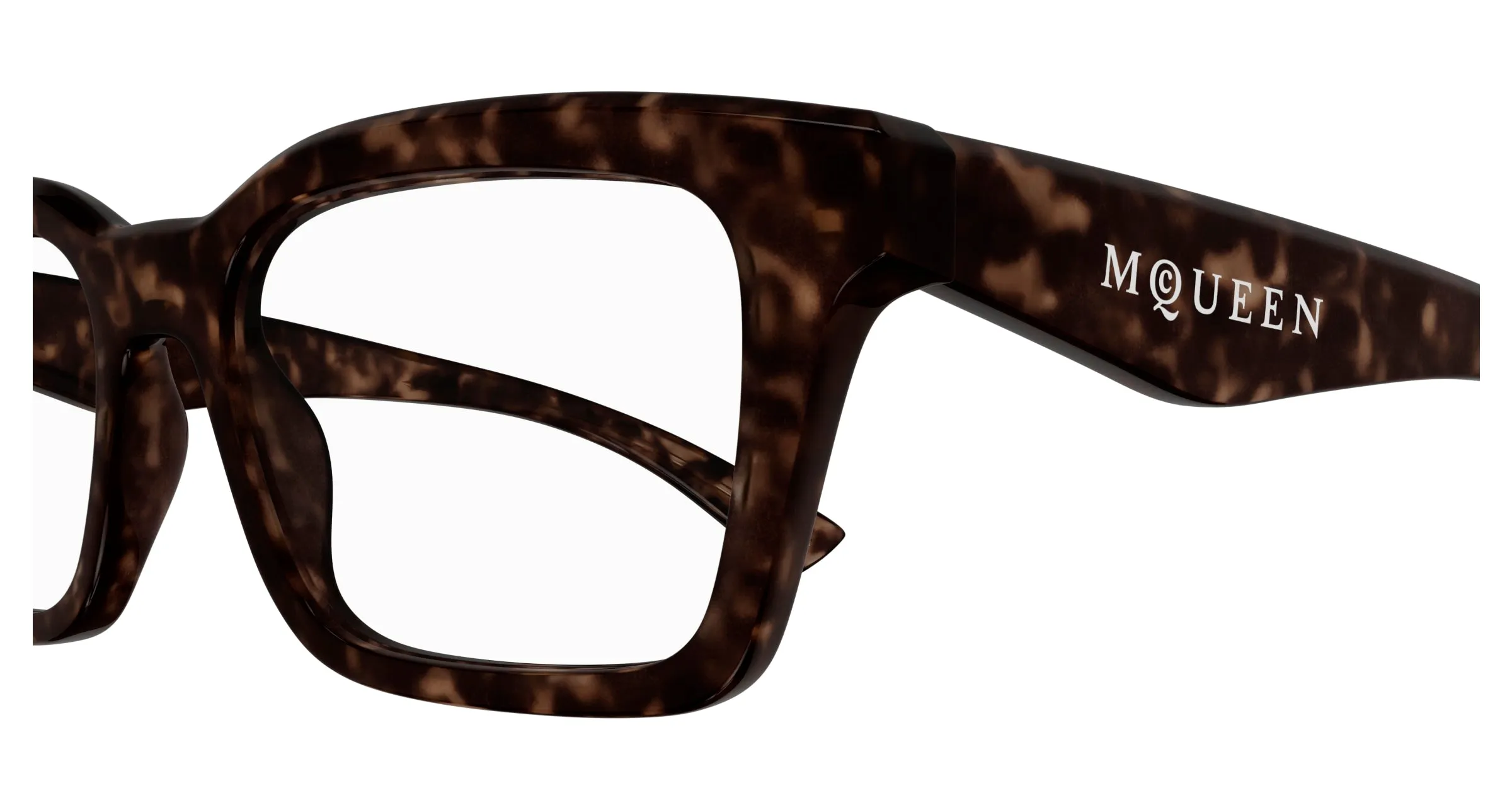 Alexander McQueen AM0476O 002 Montature da vista Acetato Havana Trasparente Squadrata - immagine 3