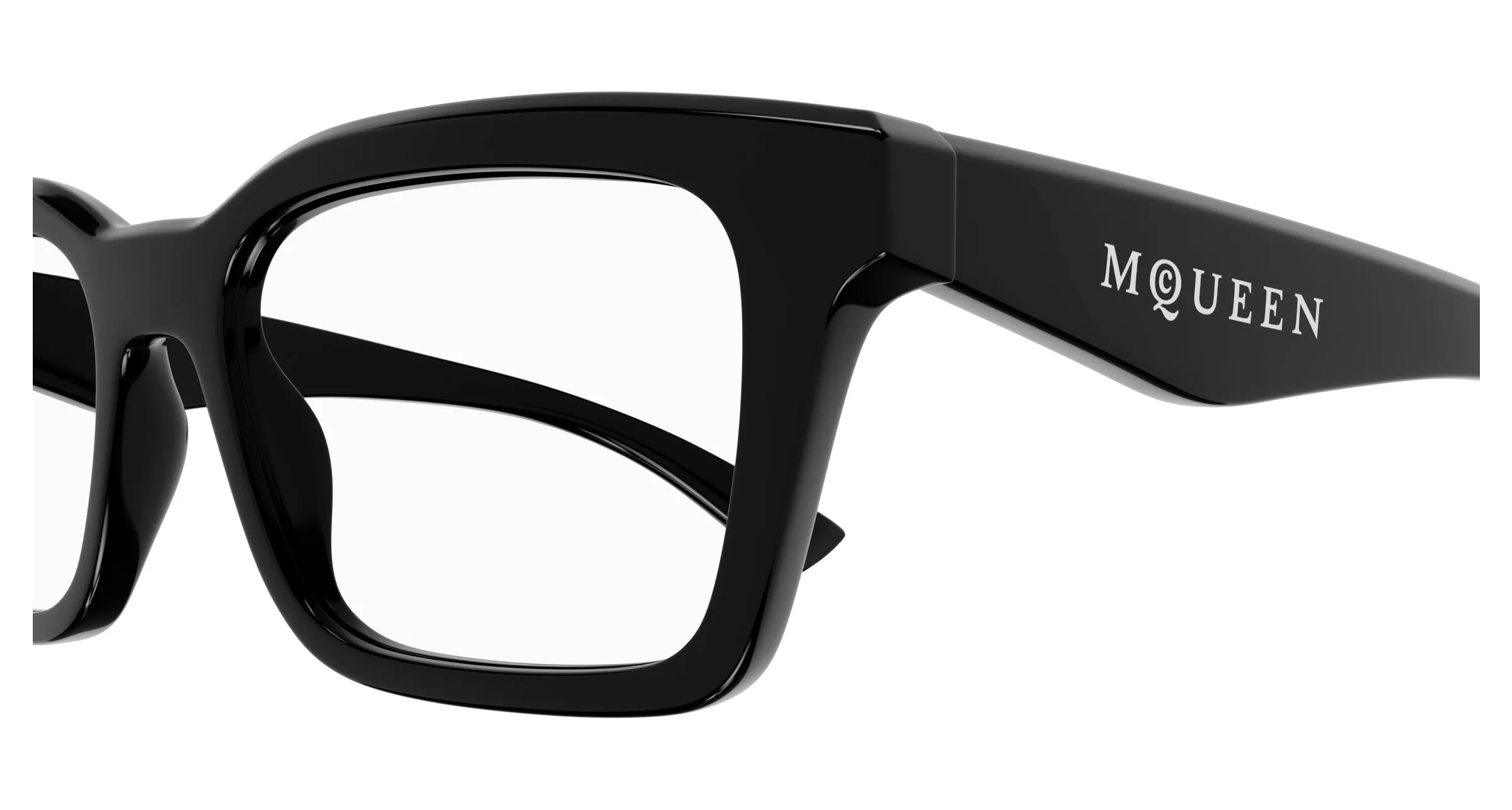 Alexander McQueen AM0476O 001 Montature da vista Acetato Nero Trasparente Squadrata - immagine 3