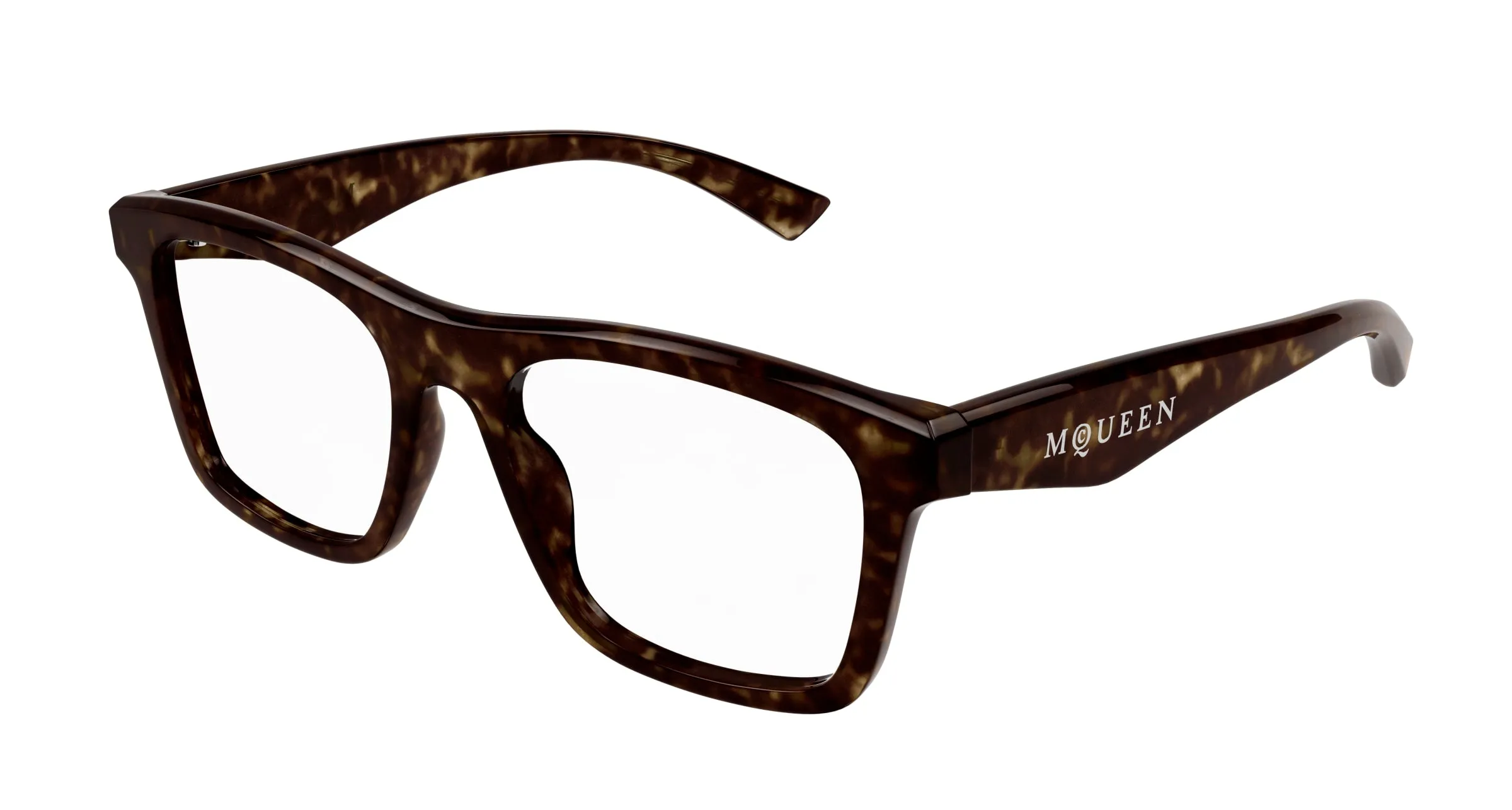 Alexander McQueen AM0475O 002 Montature da vista Acetato Havana Trasparente Squadrata - immagine 1
