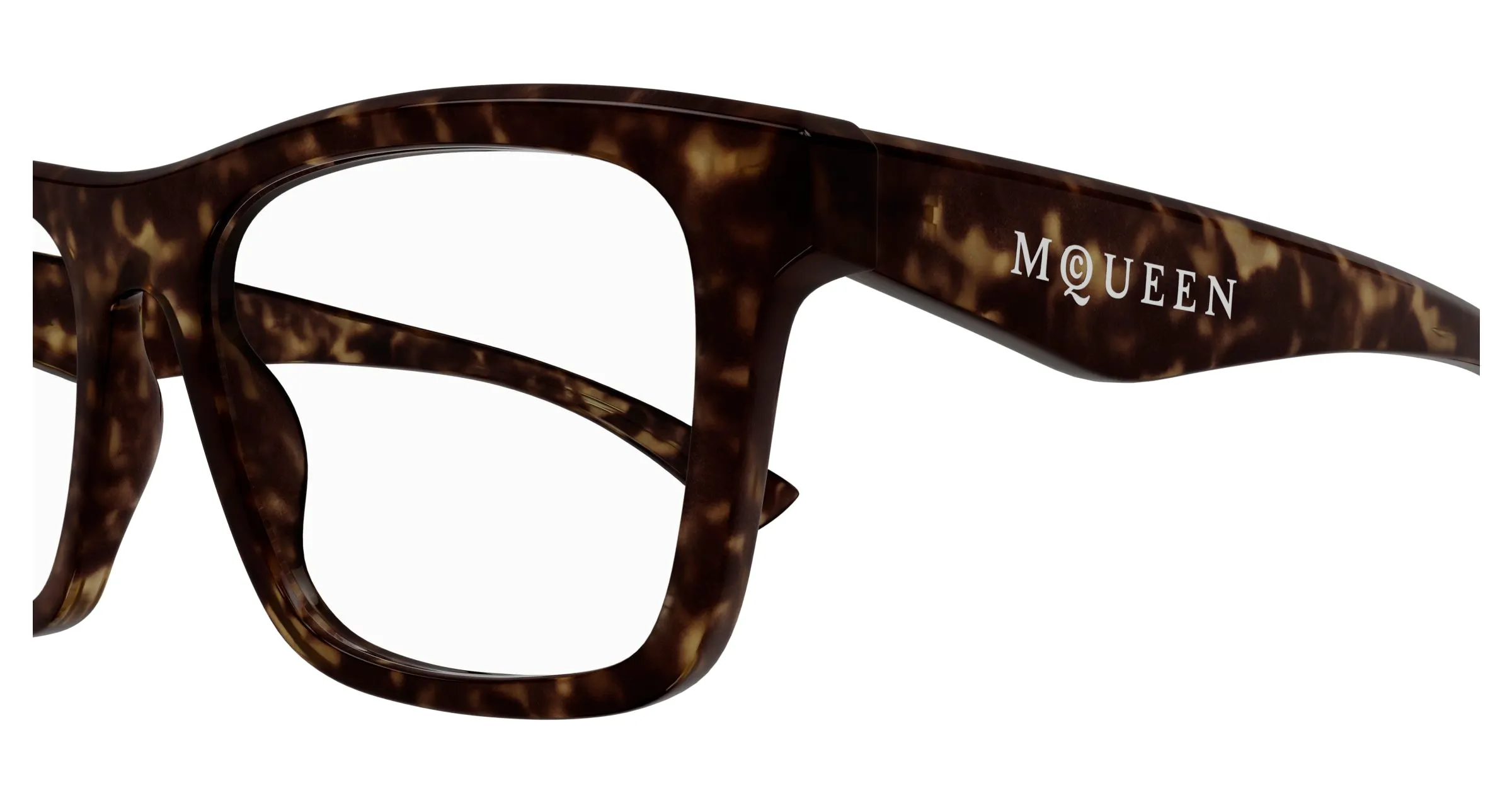Alexander McQueen AM0475O 002 Montature da vista Acetato Havana Trasparente Squadrata - immagine 3