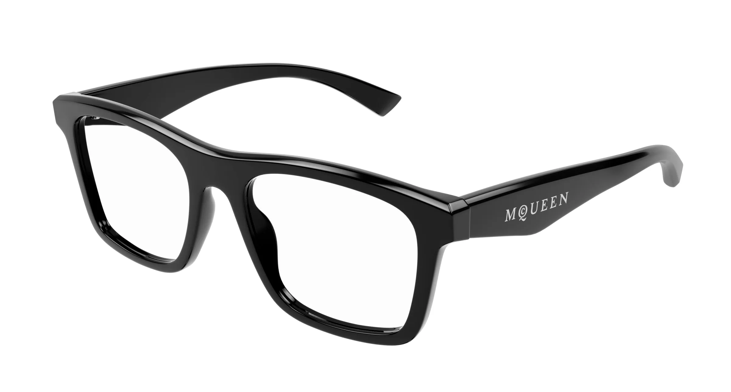Alexander McQueen AM0475O 001 Montature da vista Acetato Nero Trasparente Squadrata - immagine 1