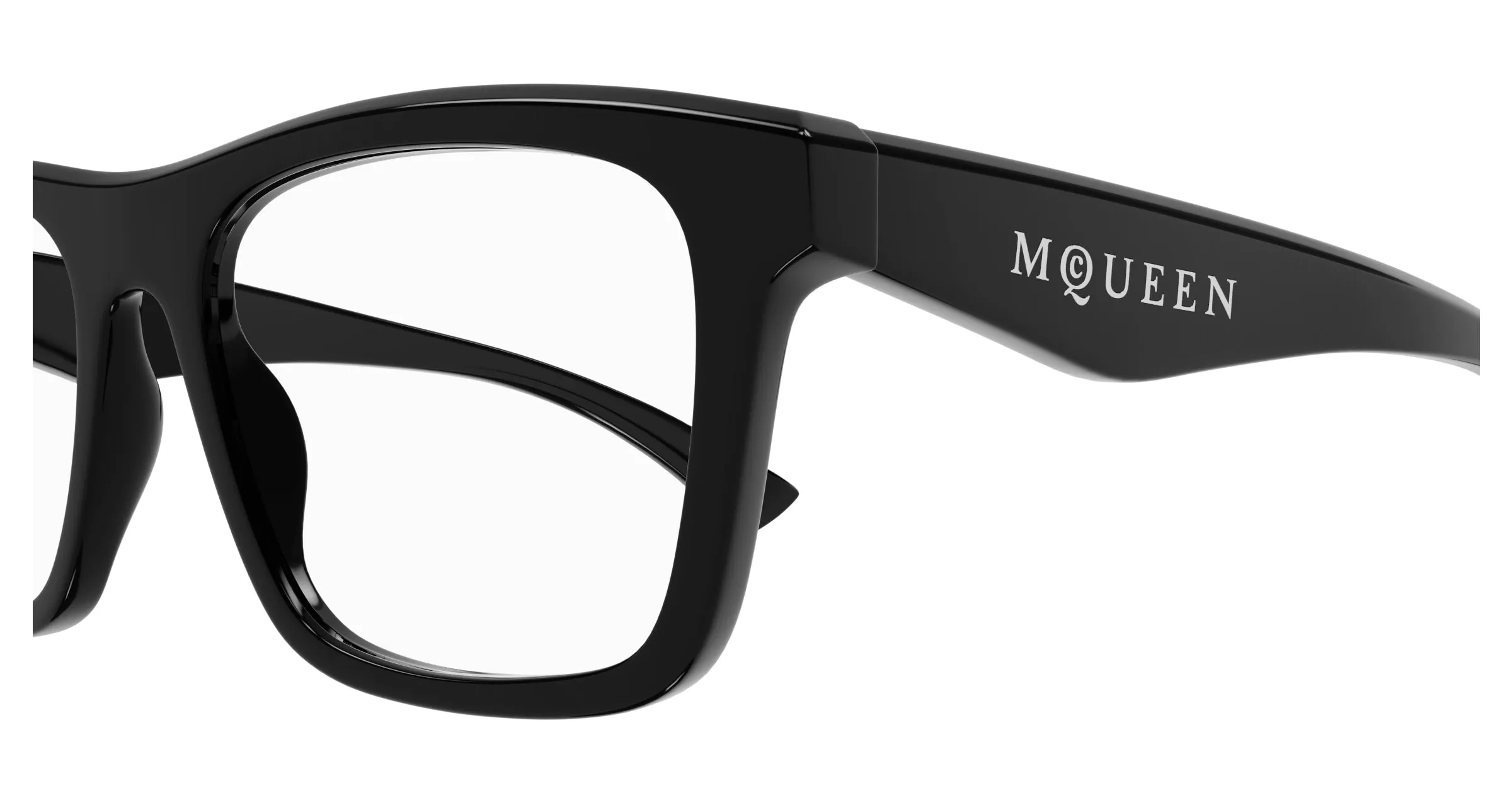 Alexander McQueen AM0475O 001 Montature da vista Acetato Nero Trasparente Squadrata - immagine 3