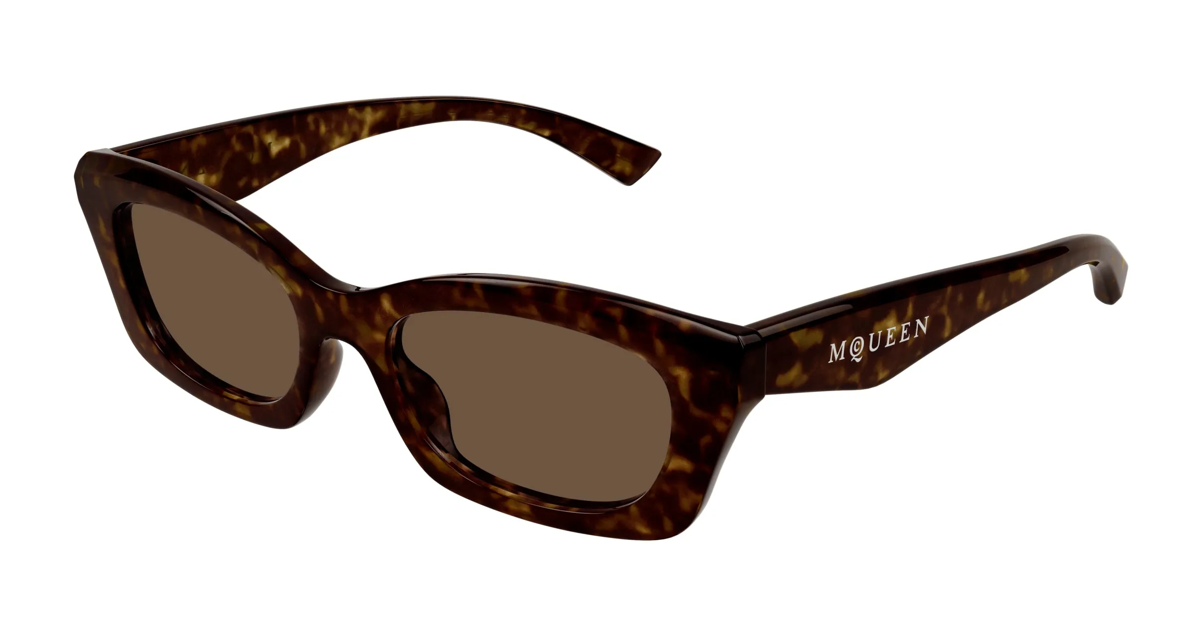 Alexander McQueen AM0474S 002 Occhiali da sole Acetato Havana Marrone Squadrata - immagine 1