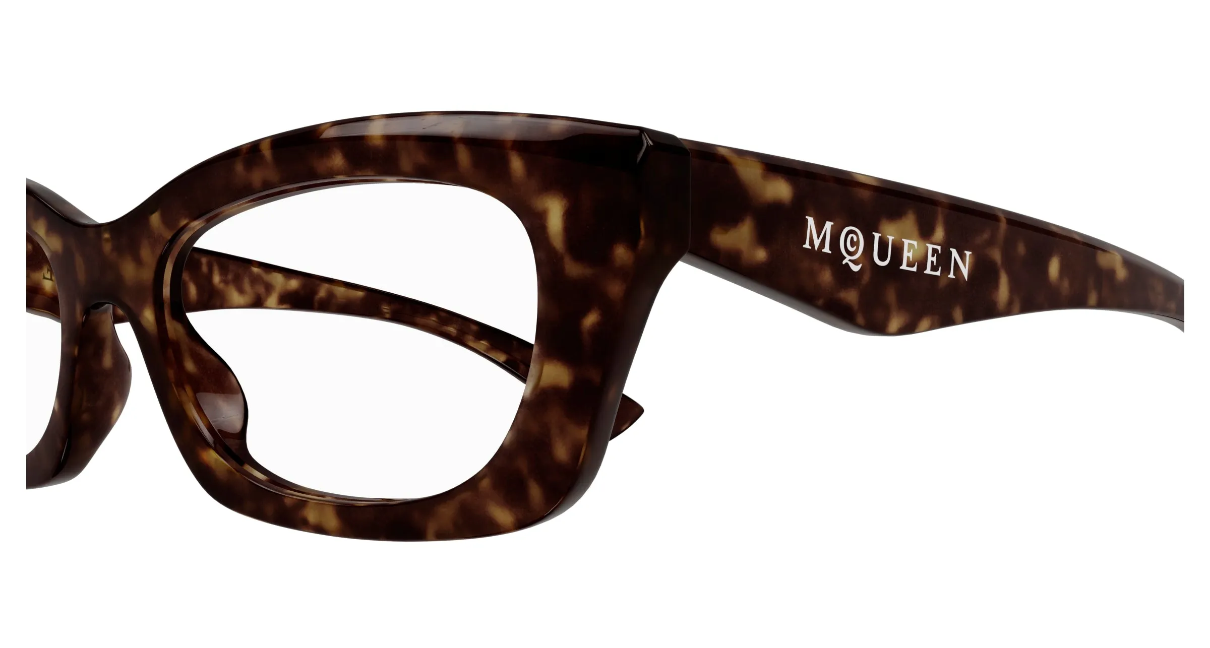 Alexander McQueen AM0474O 002 Montature da vista Acetato Havana Trasparente Squadrata - immagine 3
