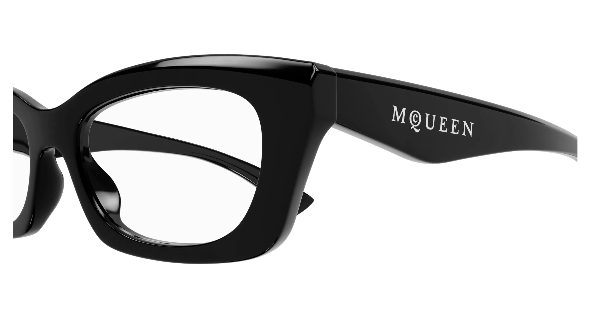 Alexander McQueen AM0474O 001 Montature da vista Acetato Nero Trasparente Squadrata - immagine 3