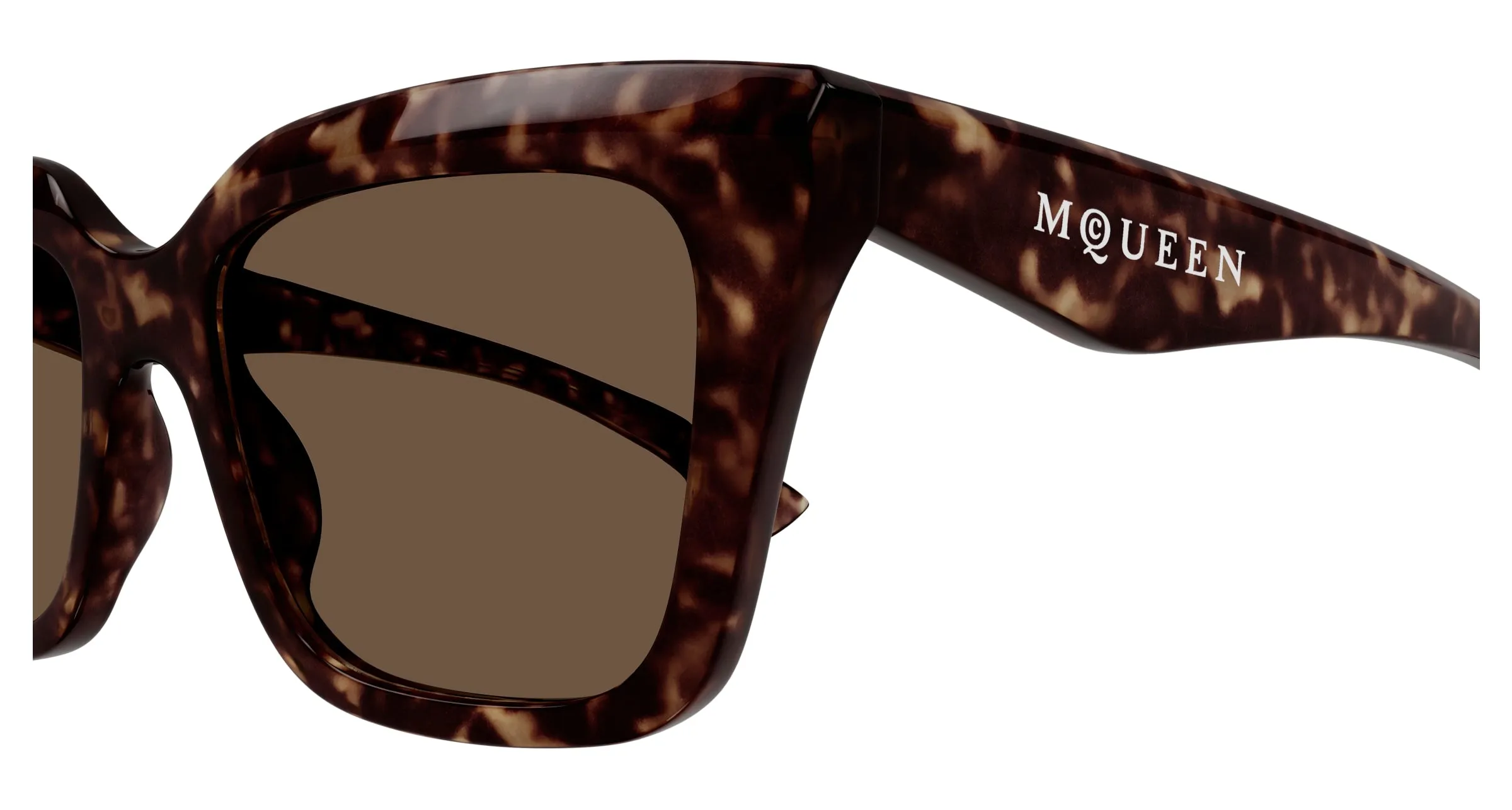 Alexander McQueen AM0473S 002 Occhiali da sole Acetato Havana Marrone Squadrata - immagine 3