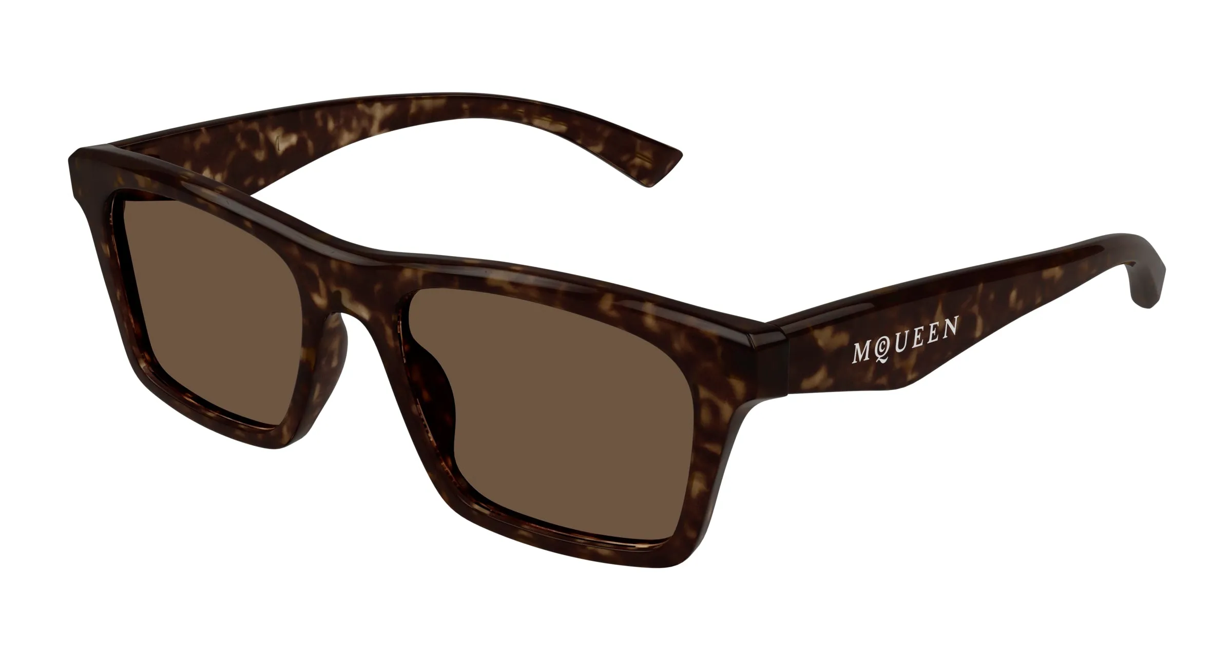Alexander McQueen AM0472S 002 Occhiali da sole Acetato Havana Marrone Squadrata - immagine 1