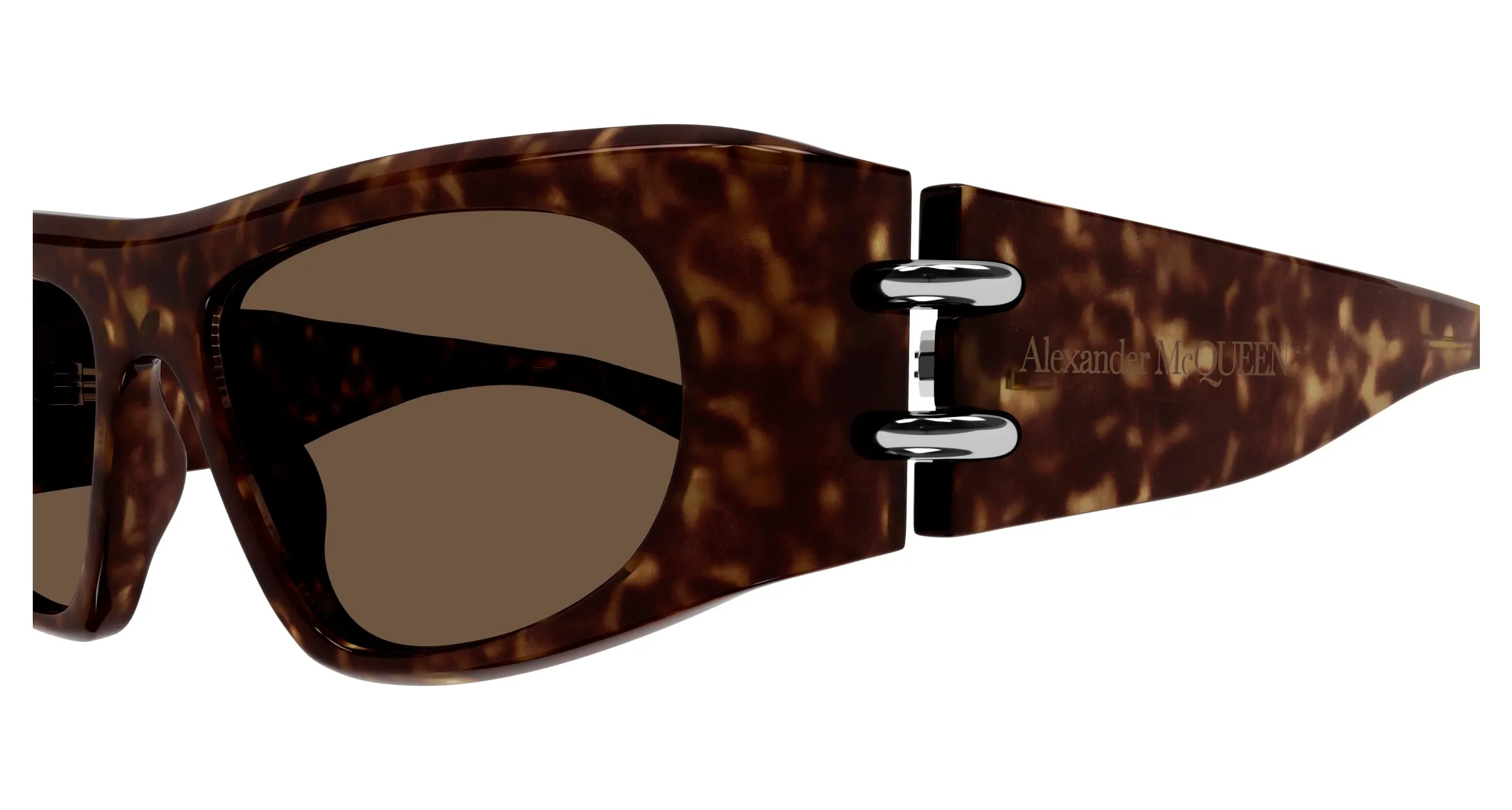 Alexander McQueen AM0471S 002 Occhiali da sole Acetato Havana Marrone Squadrata - immagine 3
