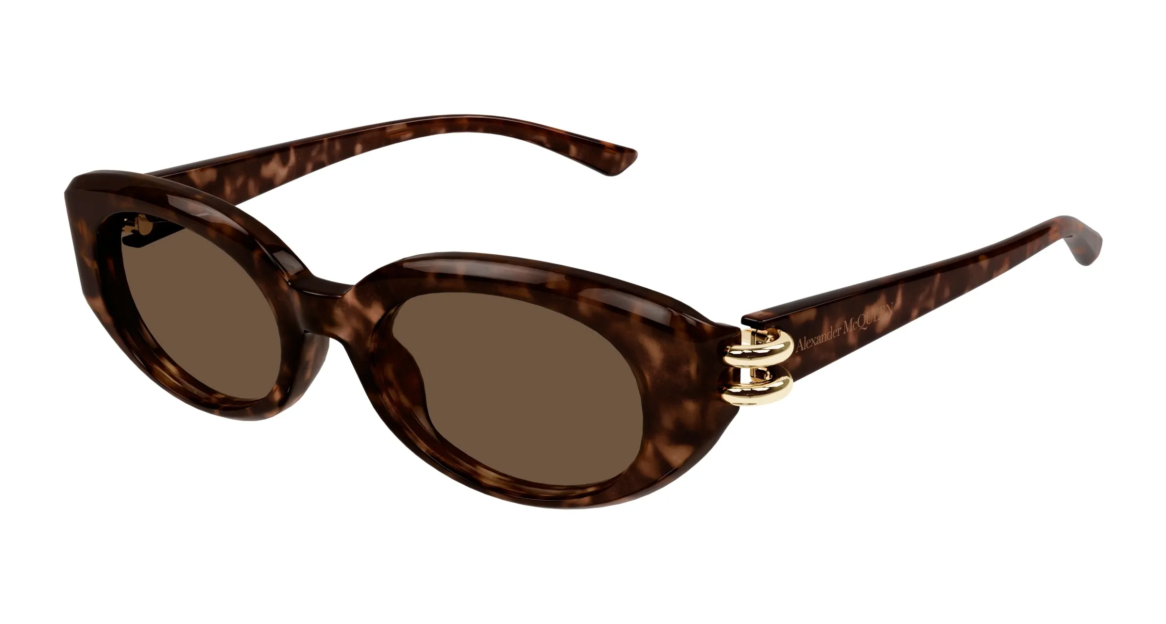 Alexander McQueen AM0469S 002 Occhiali da sole Acetato Havana Marrone Rotonda - immagine 1