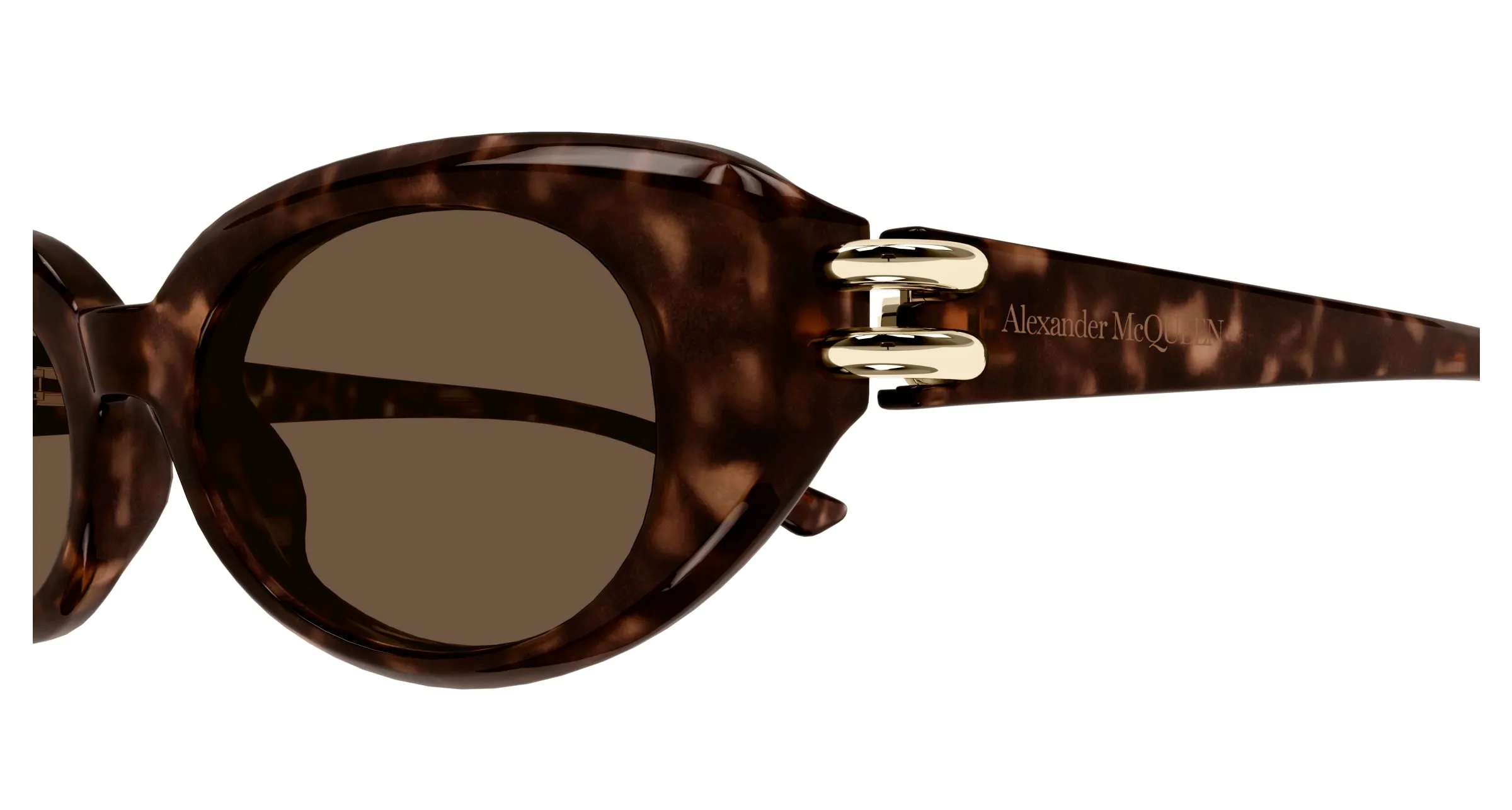 Alexander McQueen AM0469S 002 Occhiali da sole Acetato Havana Marrone Rotonda - immagine 3