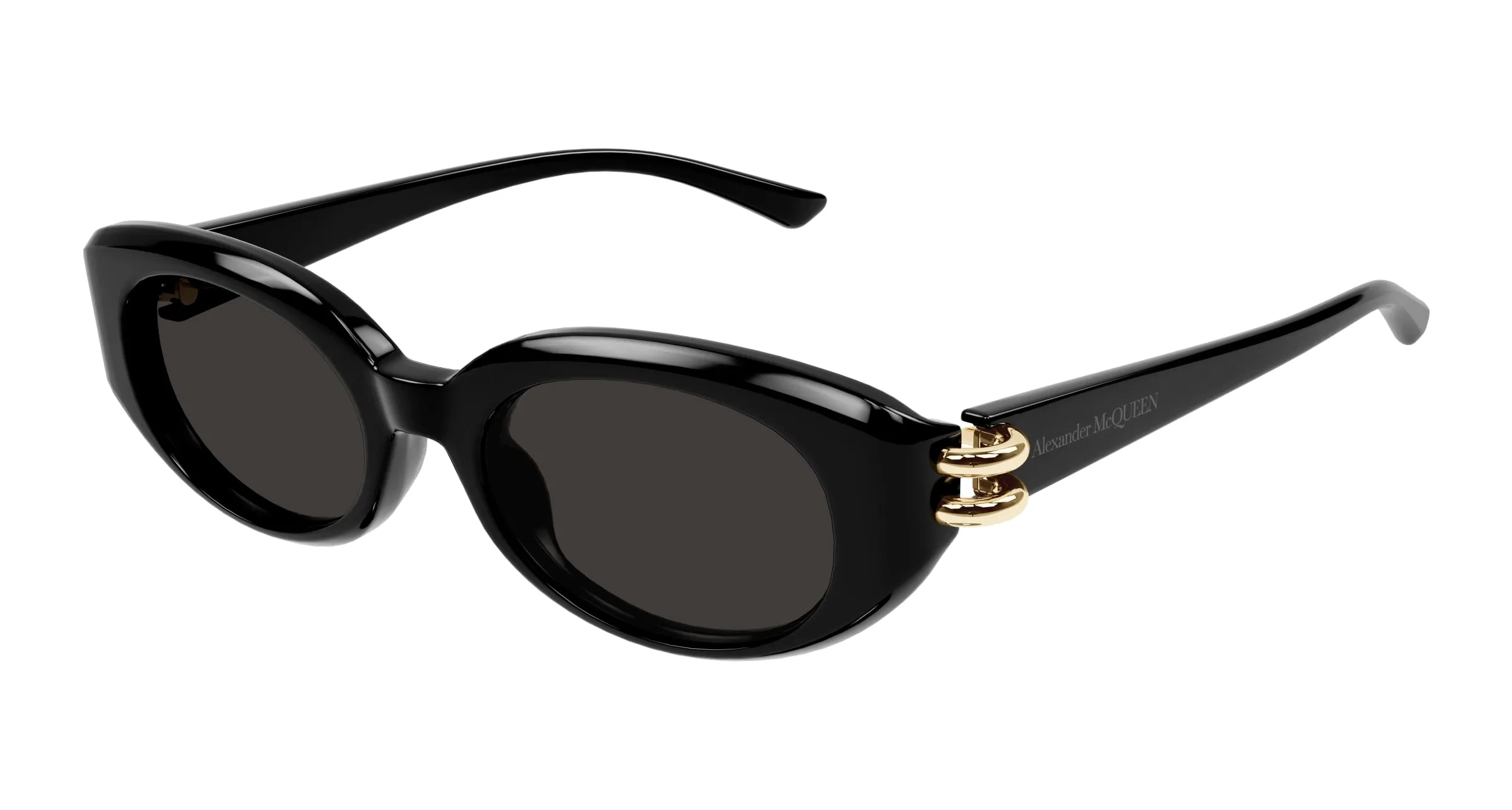 Alexander McQueen AM0469S 001 Occhiali da sole Acetato Nero Grigio Rotonda - immagine 1