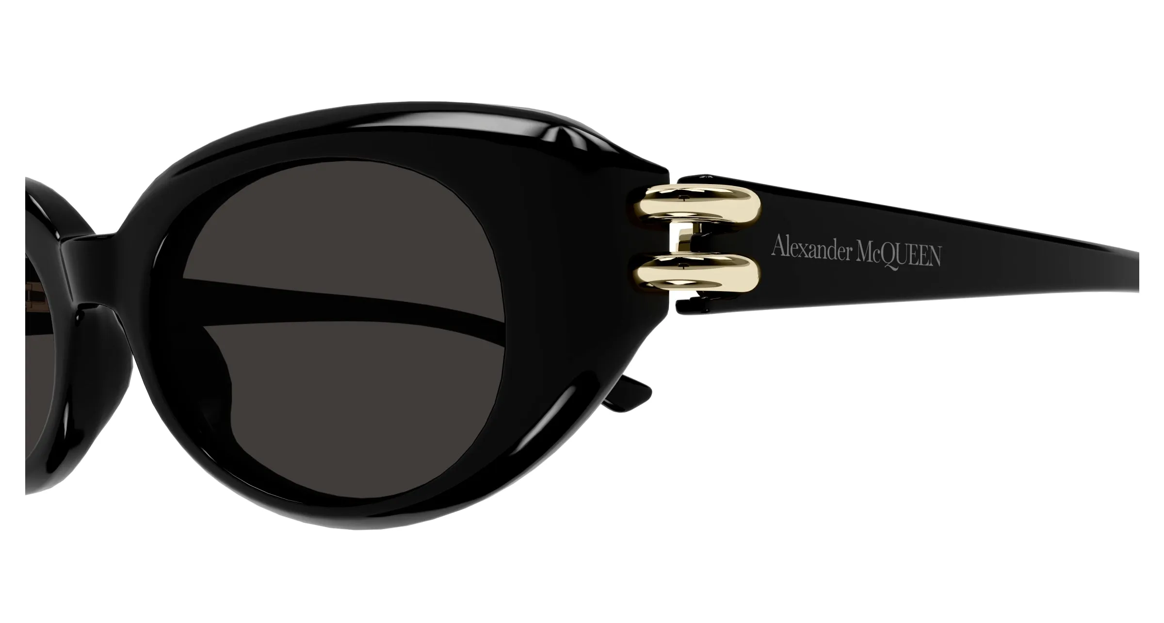 Alexander McQueen AM0469S 001 Occhiali da sole Acetato Nero Grigio Rotonda - immagine 3