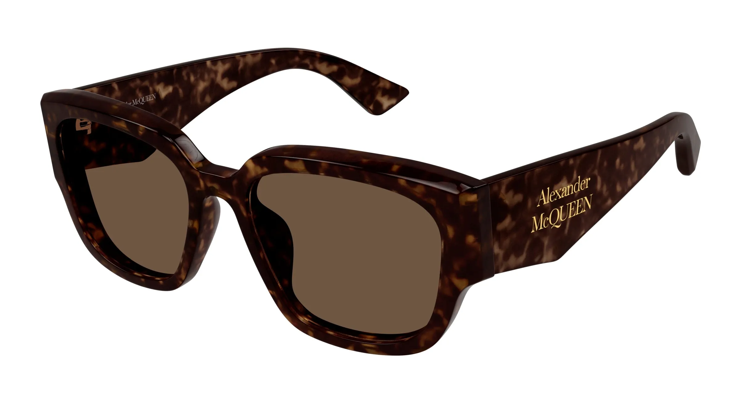 Alexander McQueen Donna AM0468S 002 Occhiali da sole Acetato Havana Marrone Squadrata - immagine 1