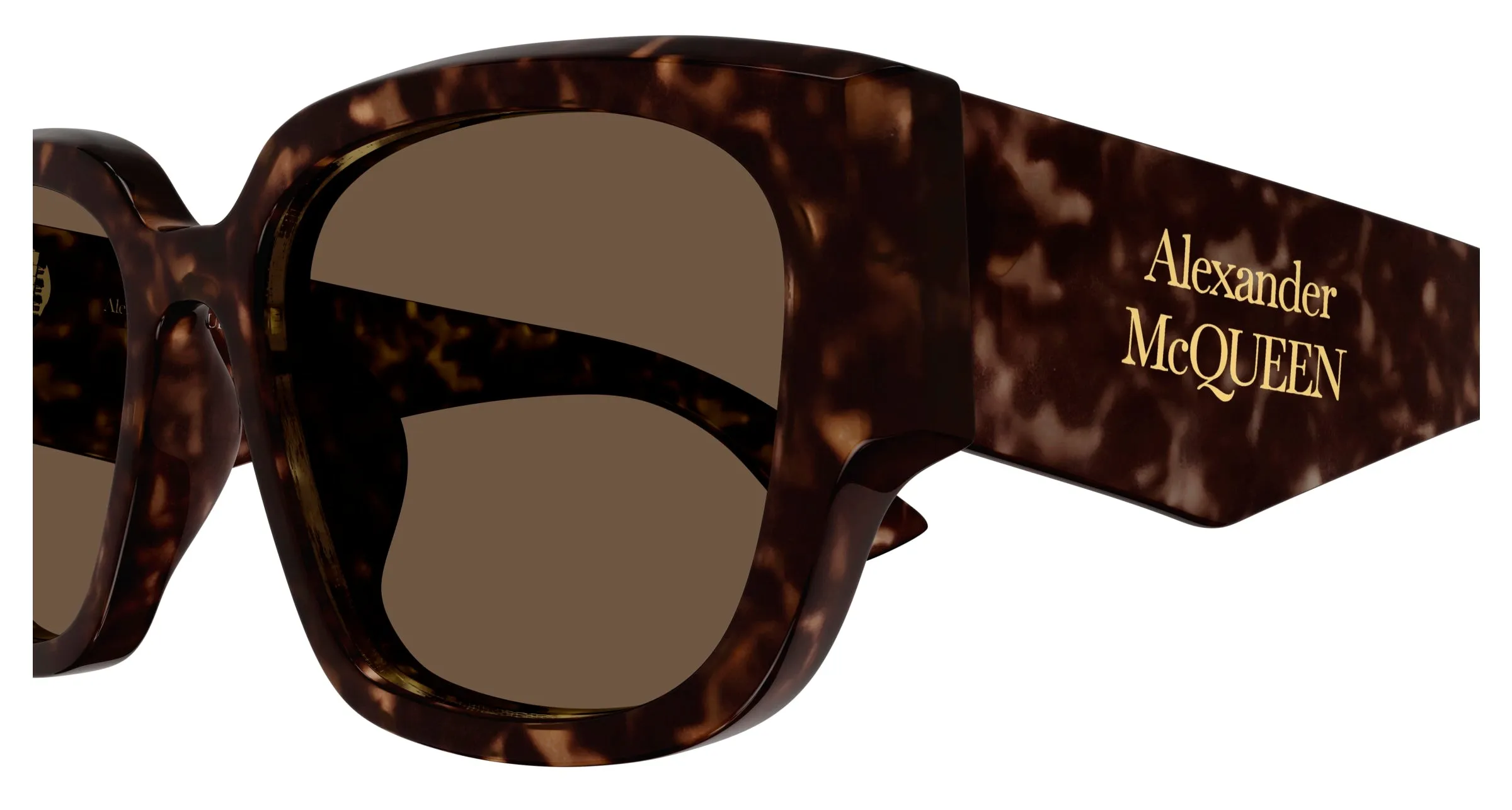 Alexander McQueen Donna AM0468S 002 Occhiali da sole Acetato Havana Marrone Squadrata - immagine 3