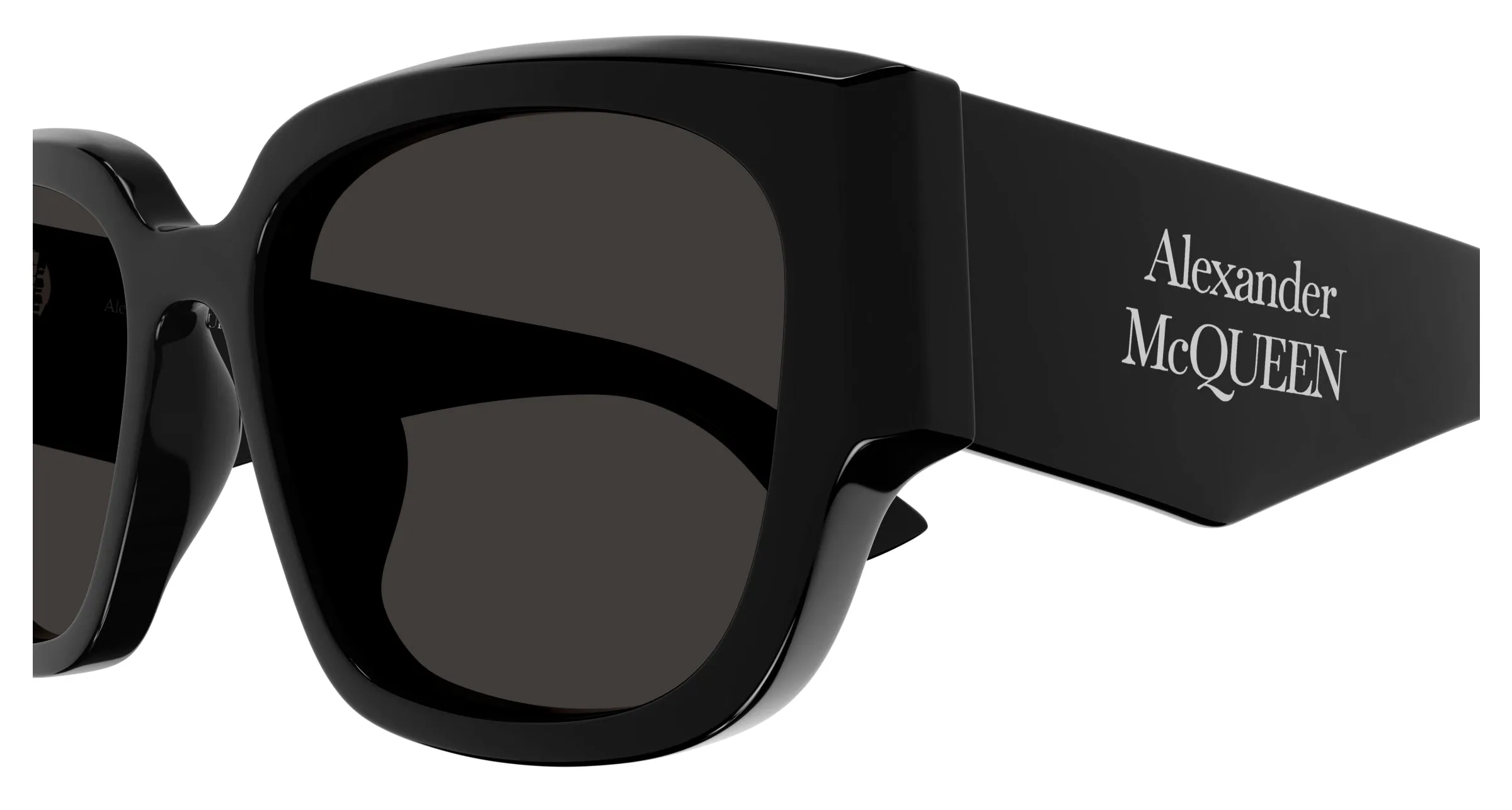 Alexander McQueen Donna AM0468S 001 Occhiali da sole Acetato Nero Grigio Squadrata - immagine 3
