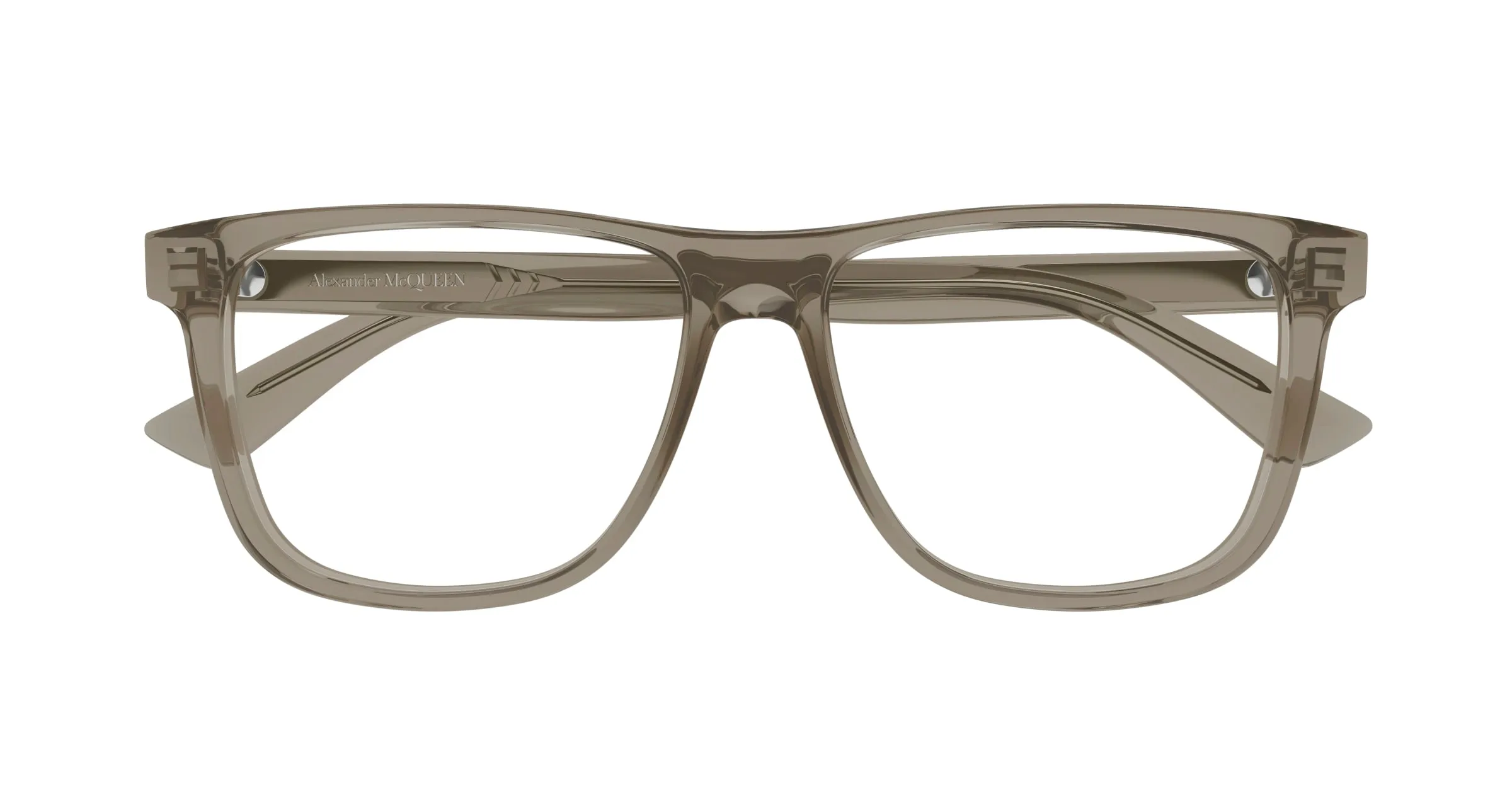 Alexander McQueen AM0463O 005 Montature da vista Acetato Marrone Trasparente Pilot - immagine 2