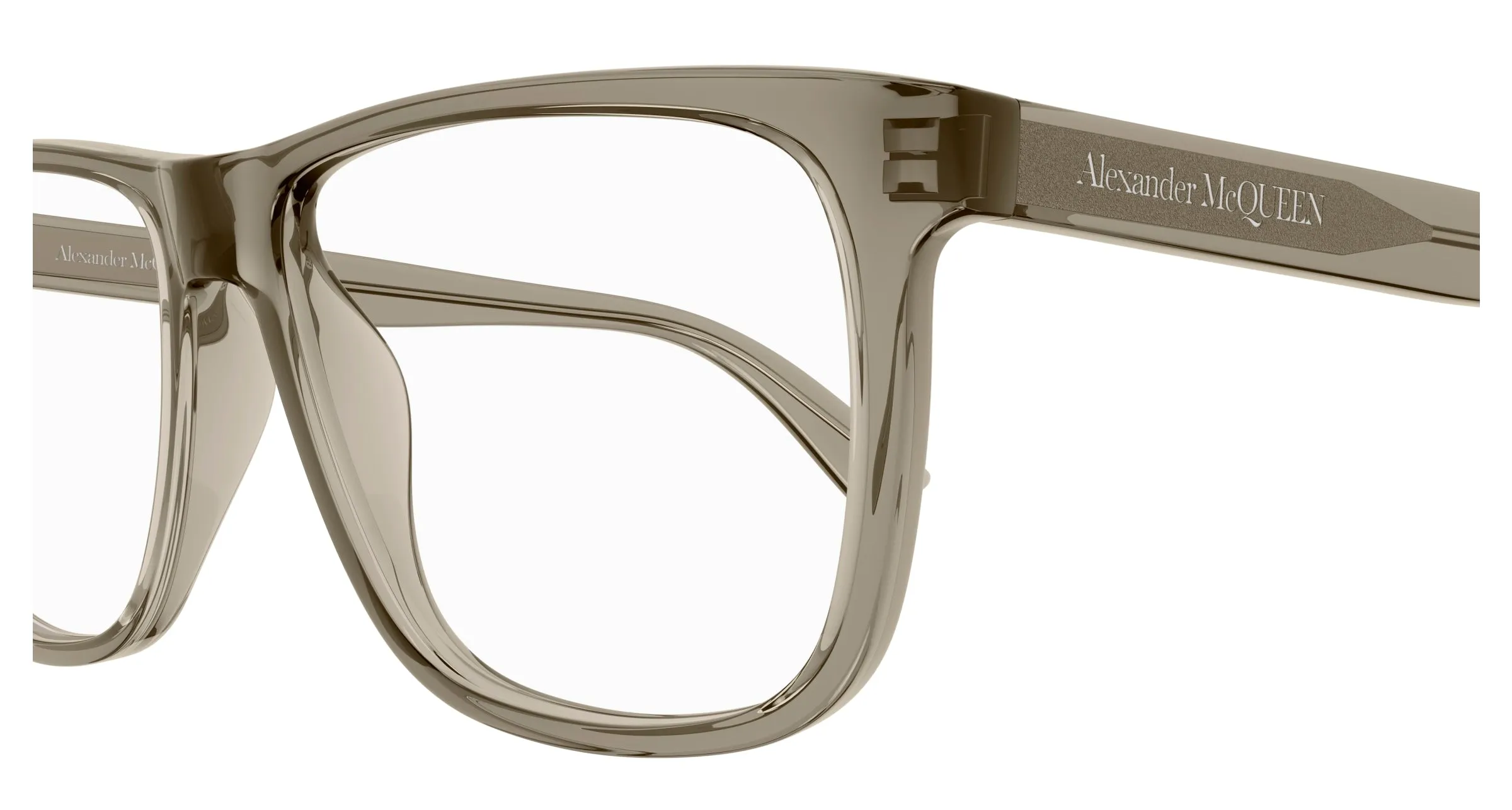 Alexander McQueen AM0463O 005 Montature da vista Acetato Marrone Trasparente Pilot - immagine 3
