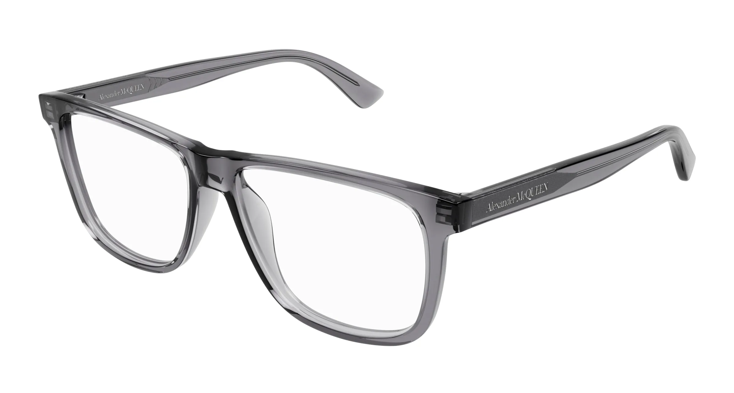 Alexander McQueen AM0463O 003 Montature da vista Acetato Grigio Trasparente Pilot - immagine 1