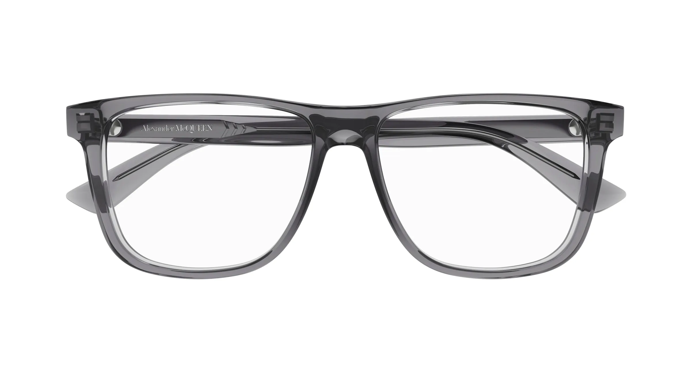 Alexander McQueen AM0463O 003 Montature da vista Acetato Grigio Trasparente Pilot - immagine 2