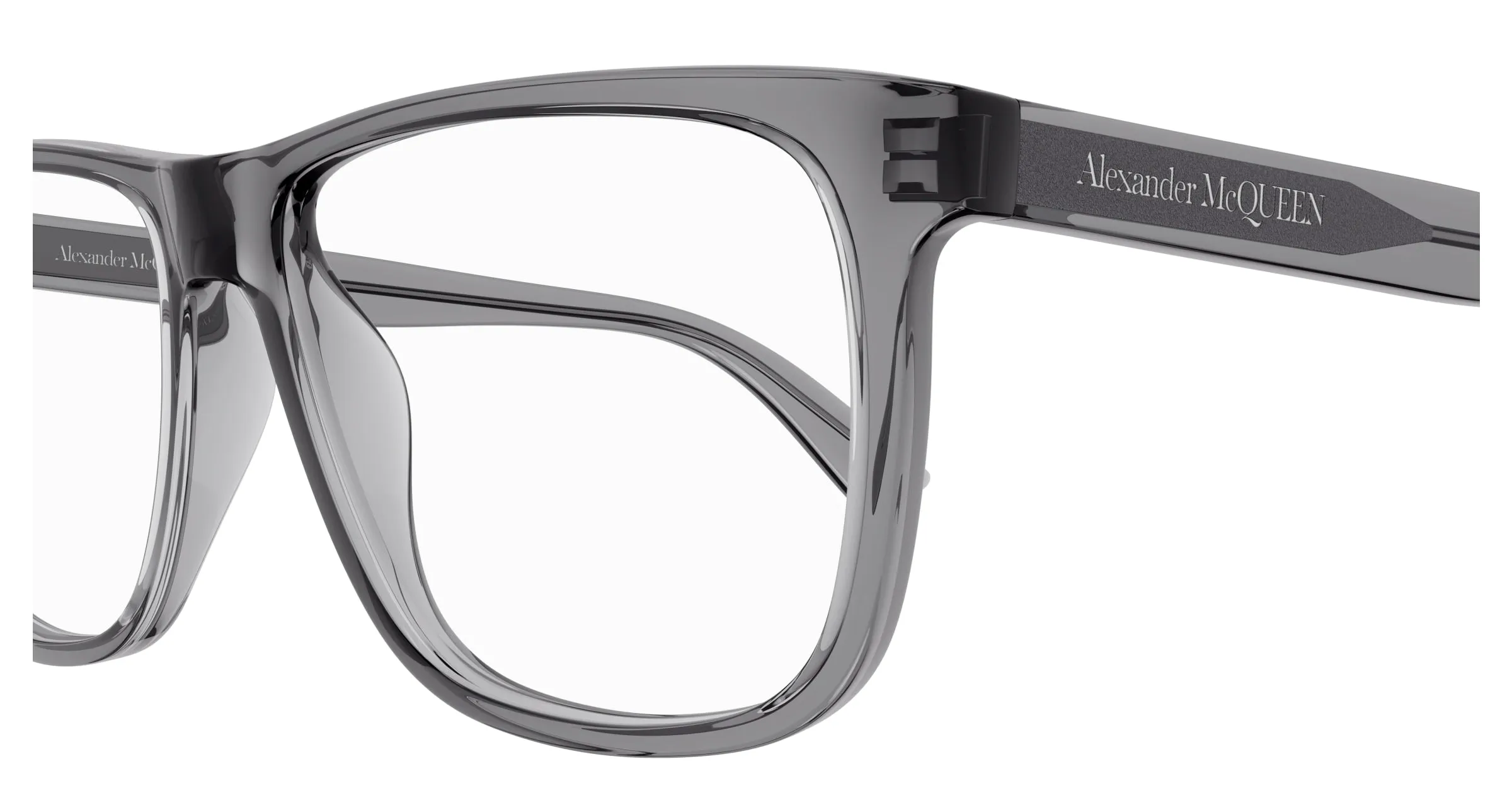 Alexander McQueen AM0463O 003 Montature da vista Acetato Grigio Trasparente Pilot - immagine 3