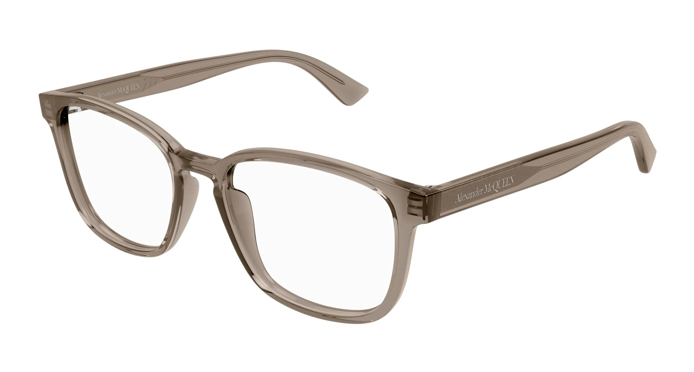 Alexander McQueen AM0462O 005 Montature da vista Acetato Marrone Trasparente Squadrata - immagine 1