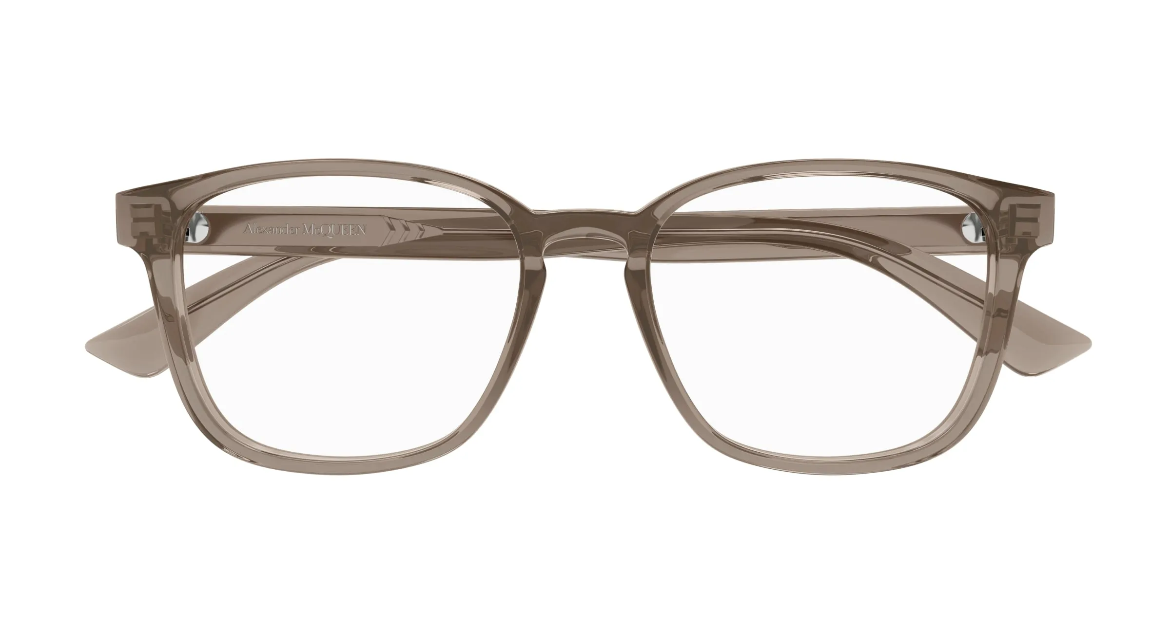Alexander McQueen AM0462O 005 Montature da vista Acetato Marrone Trasparente Squadrata - immagine 2
