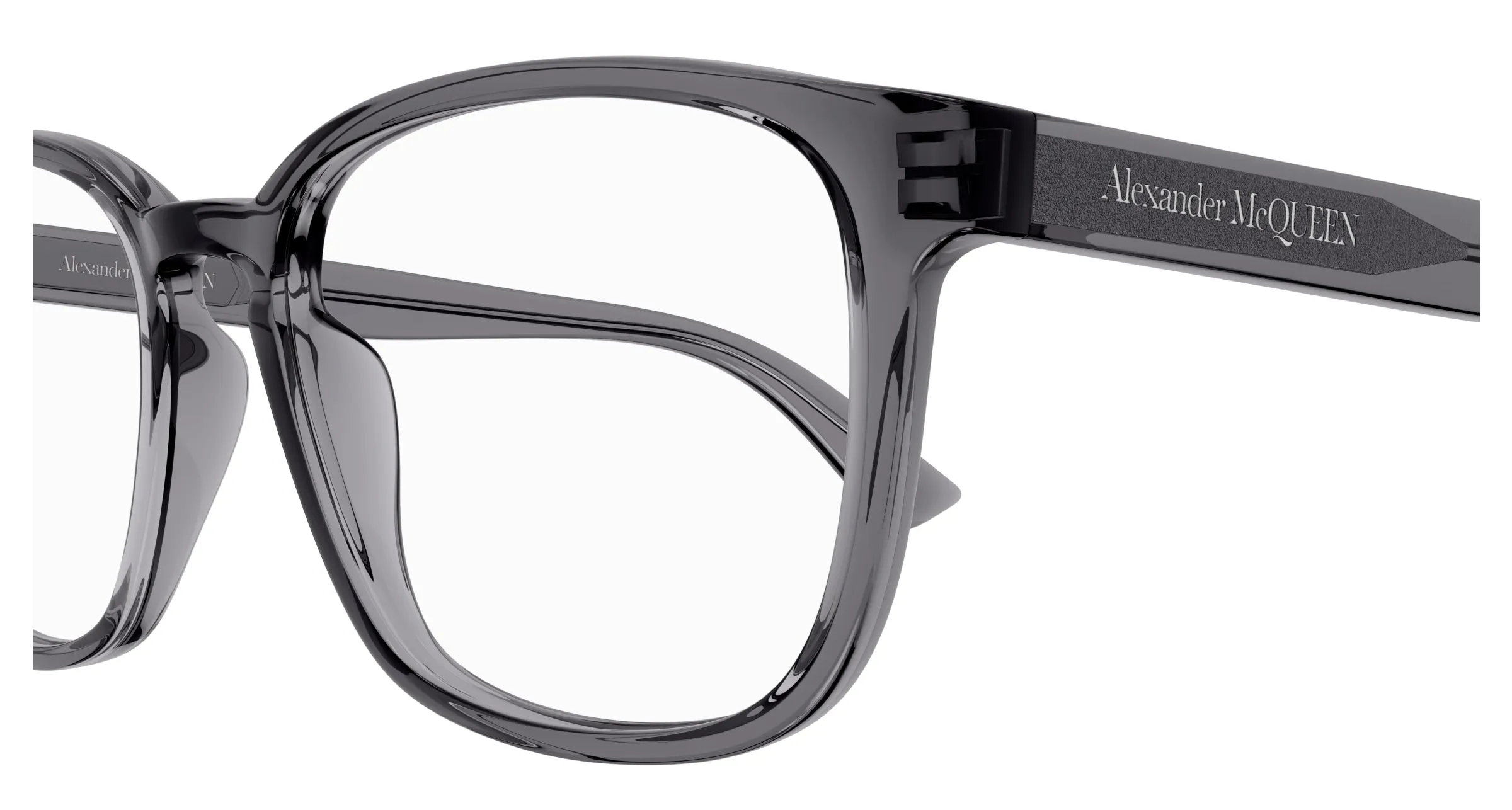 Alexander McQueen AM0462O 004 Montature da vista Acetato Rosa Trasparente Squadrata - immagine 3