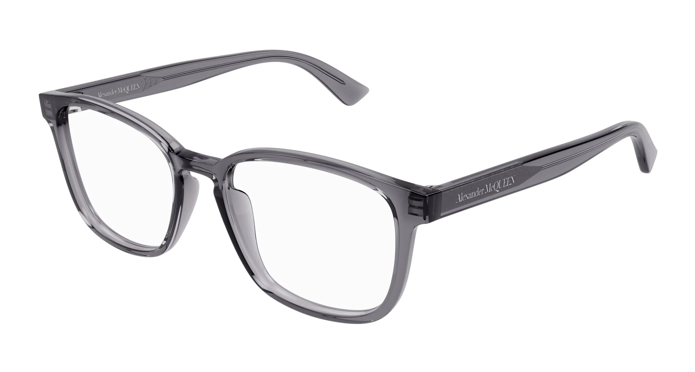 Alexander McQueen AM0462O 003 Montature da vista Acetato Grigio Trasparente Squadrata - immagine 1