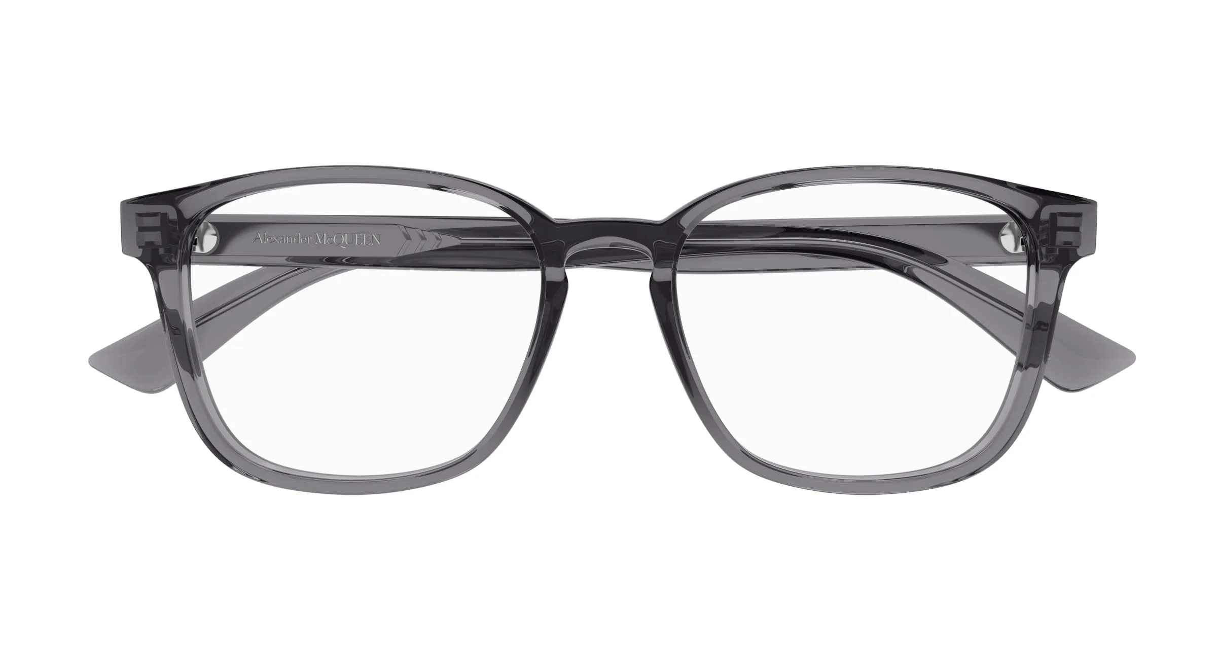 Alexander McQueen AM0462O 003 Montature da vista Acetato Grigio Trasparente Squadrata - immagine 2