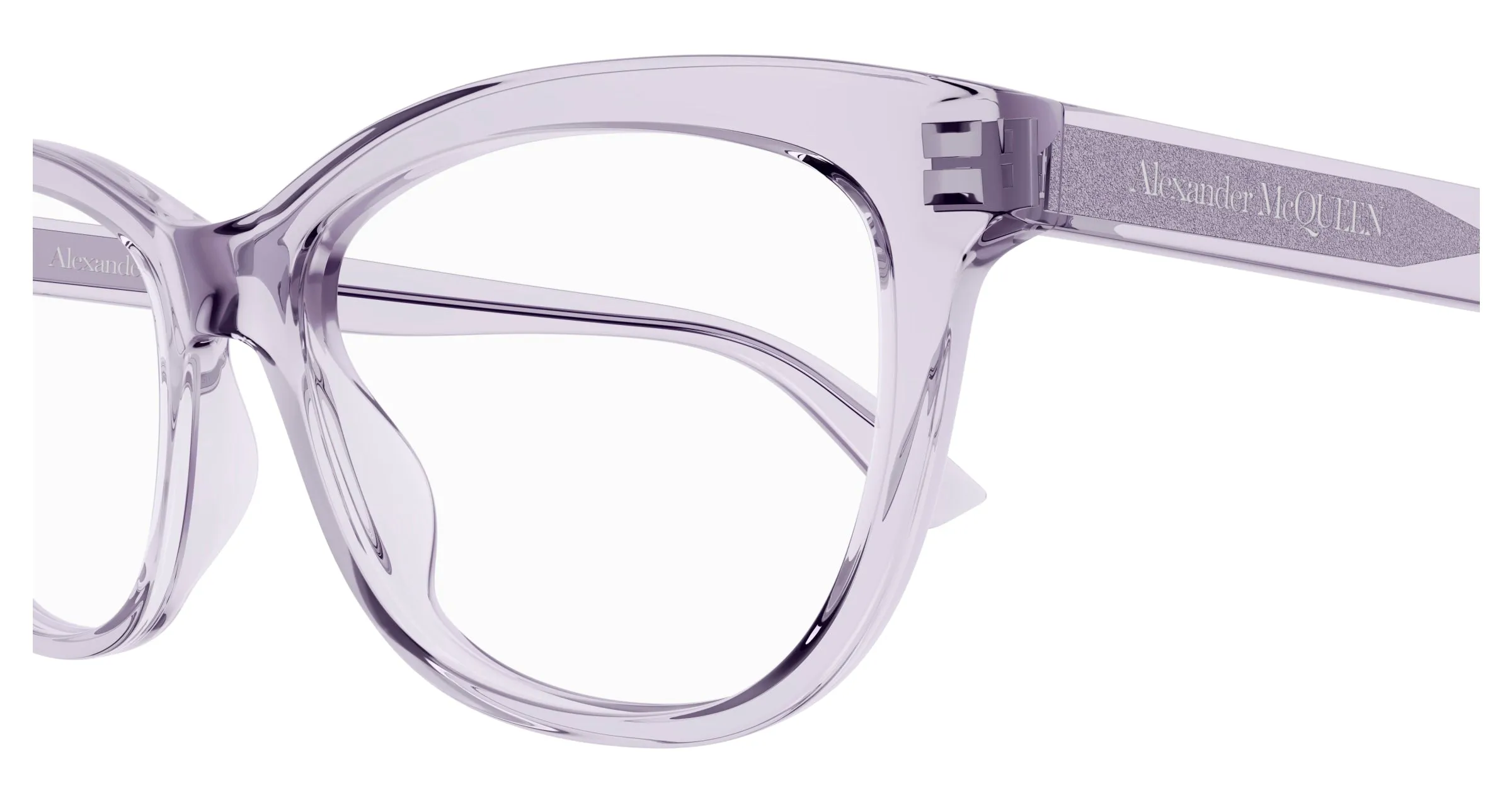 Alexander McQueen AM0461O 005 Montature da vista Acetato Viola Trasparente Cat Eye - immagine 3