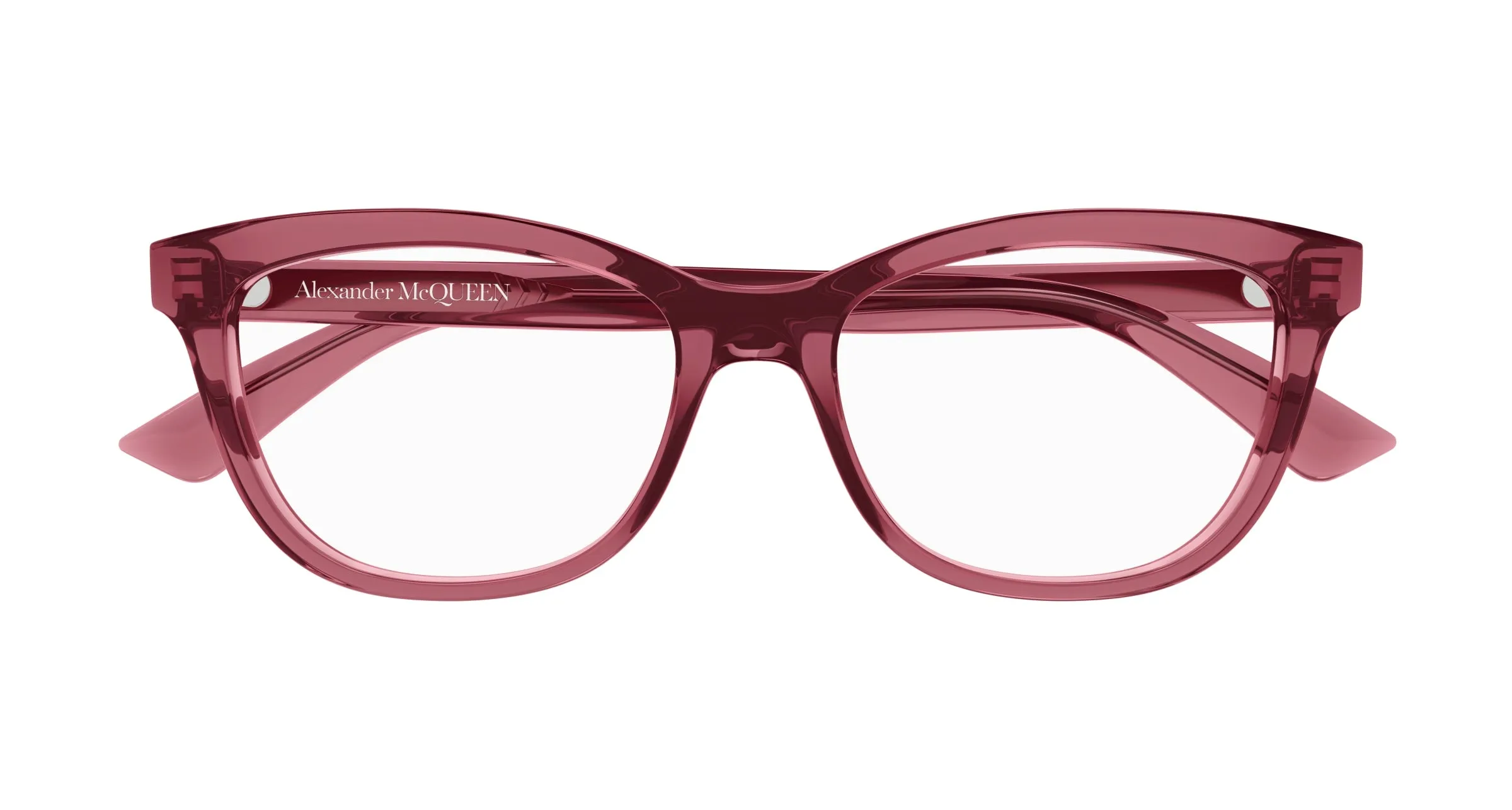 Alexander McQueen AM0461O 004 Montature da vista Acetato Bordeaux Trasparente Cat Eye - immagine 2