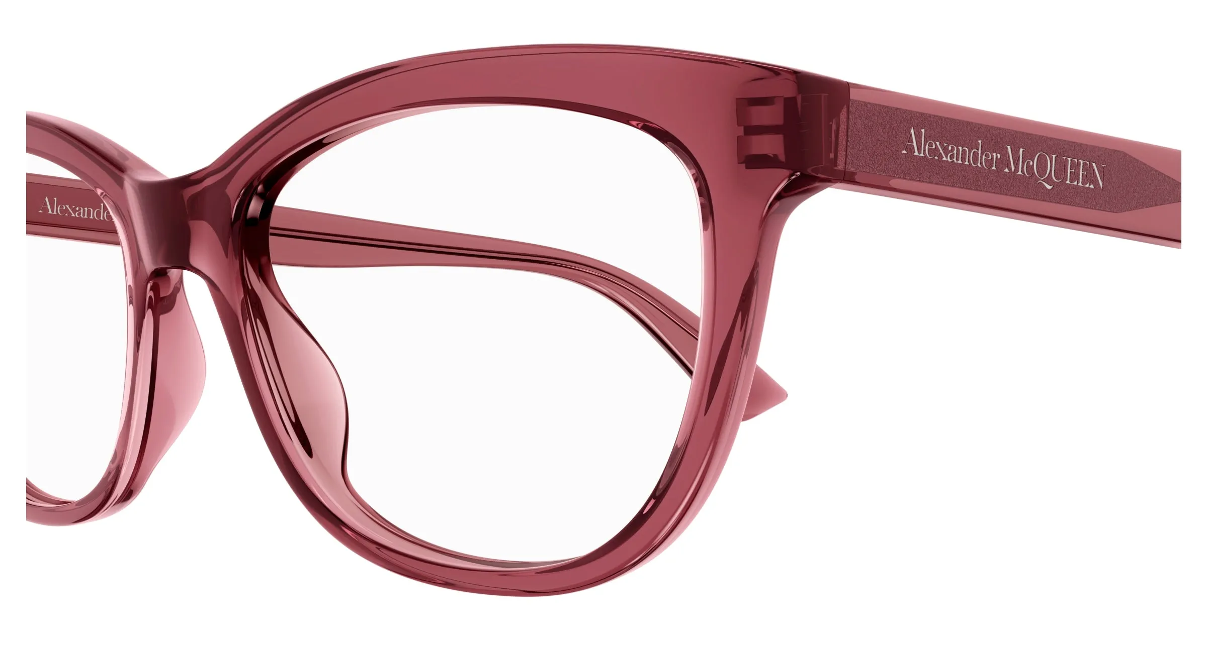 Alexander McQueen AM0461O 004 Montature da vista Acetato Bordeaux Trasparente Cat Eye - immagine 3