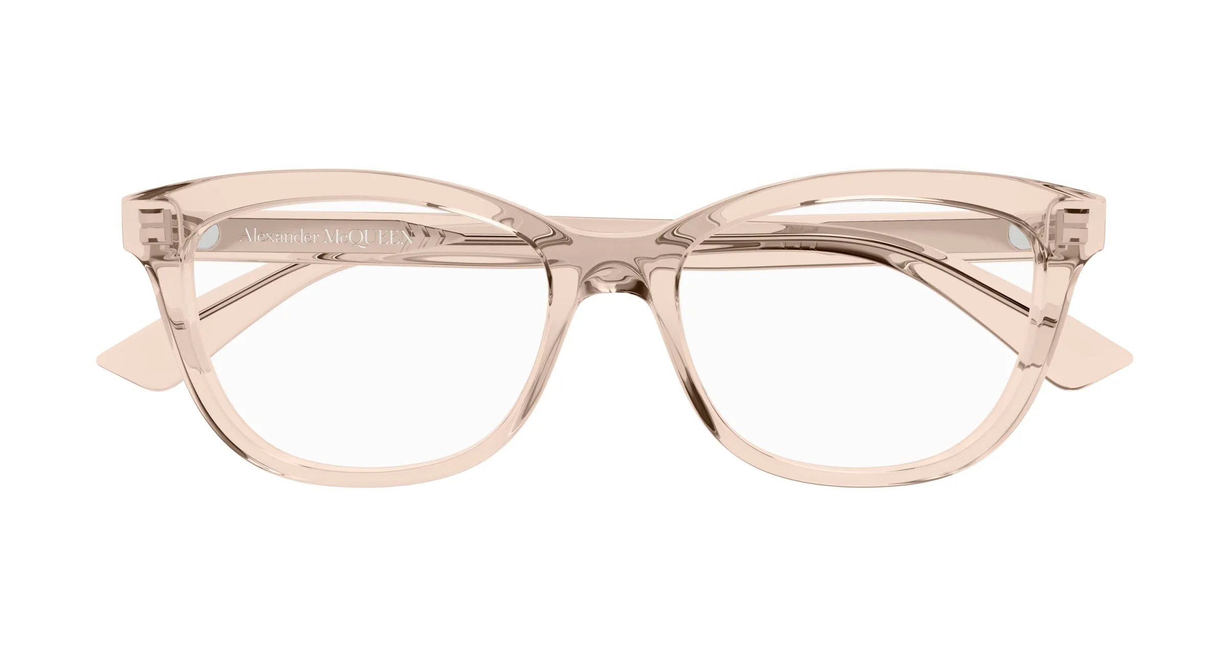 Alexander McQueen AM0461O 003 Montature da vista Acetato Rosa Trasparente Cat Eye - immagine 2