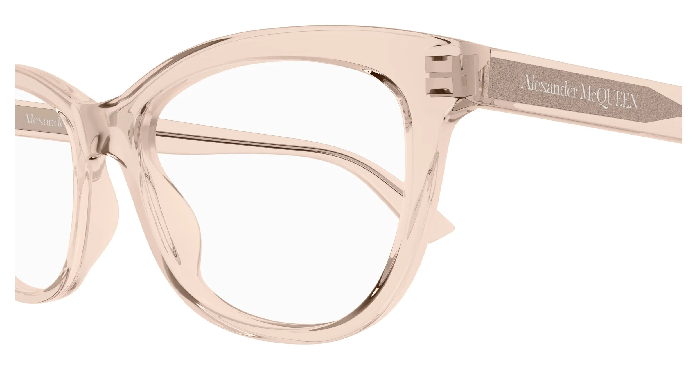 Alexander McQueen AM0461O 003 Montature da vista Acetato Rosa Trasparente Cat Eye - immagine 3