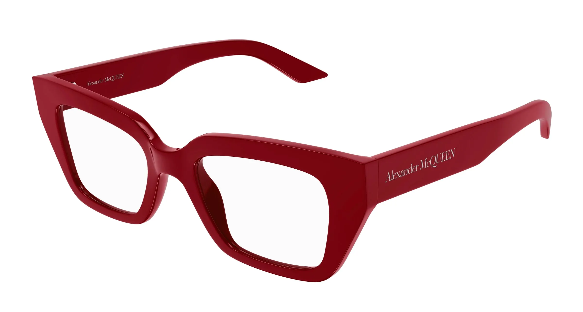 Alexander McQueen AM0453O 003 Montature da vista Acetato Rosso Trasparente Cat Eye - immagine 1