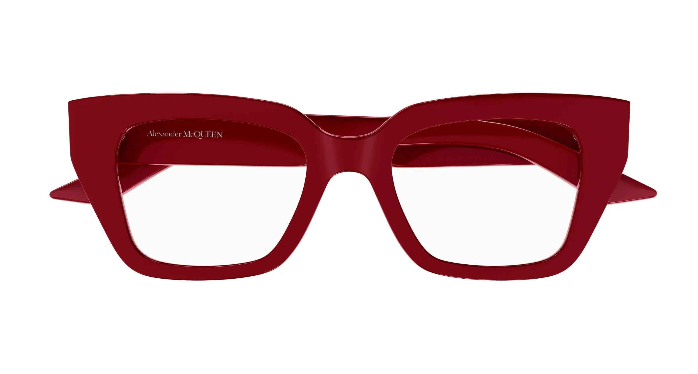 Alexander McQueen AM0453O 003 Montature da vista Acetato Rosso Trasparente Cat Eye - immagine 2