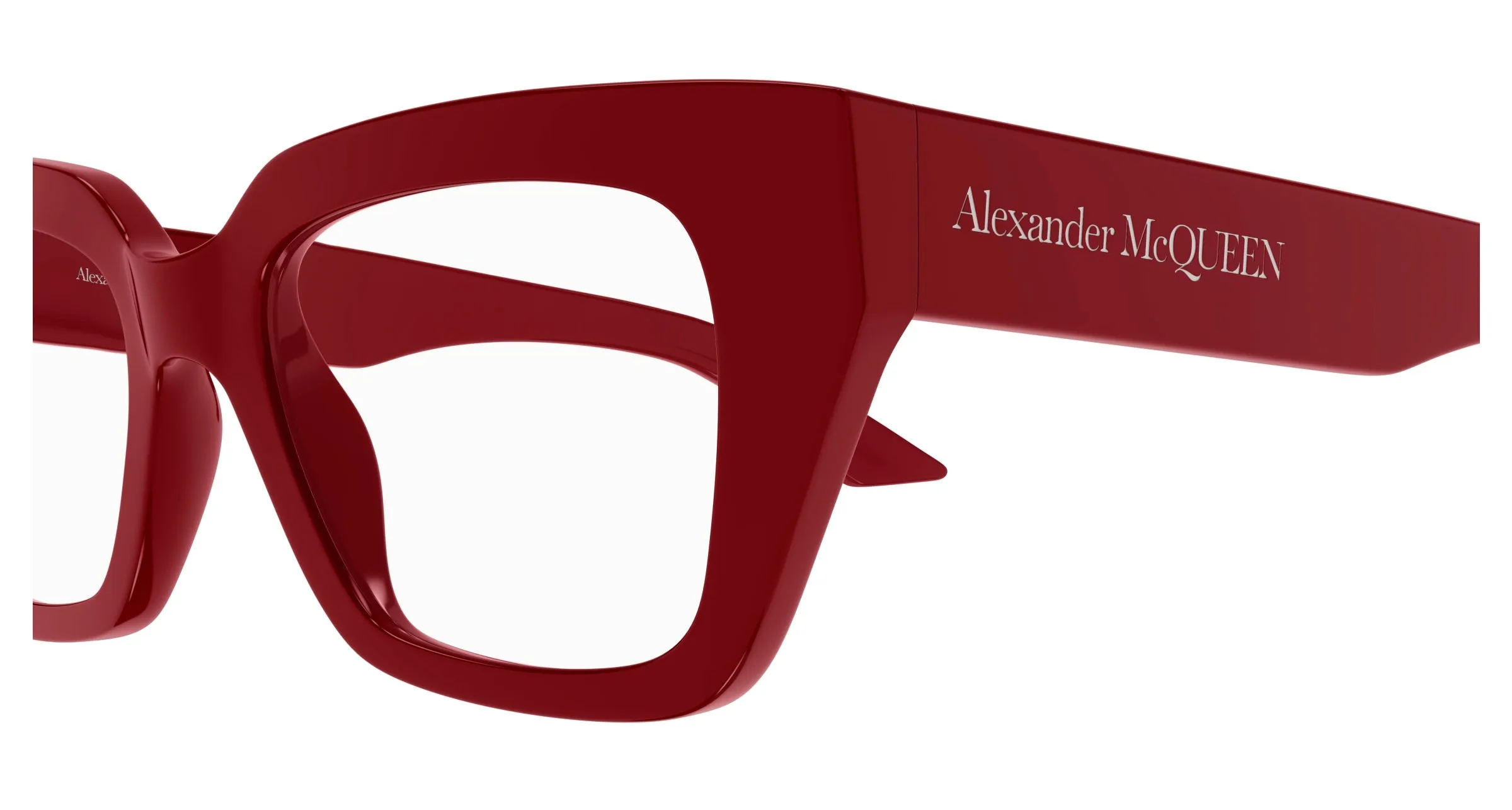 Alexander McQueen AM0453O 003 Montature da vista Acetato Rosso Trasparente Cat Eye - immagine 3