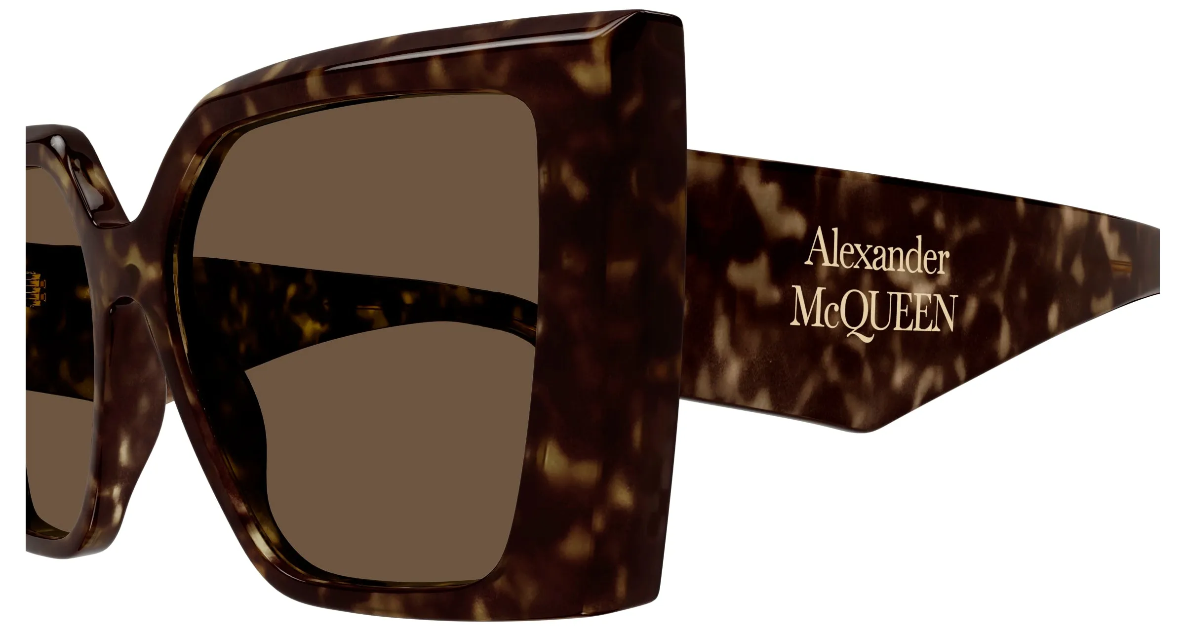 Alexander McQueen AM0467S 002 Occhiali da sole Acetato Havana Marrone Squadrata - immagine 3
