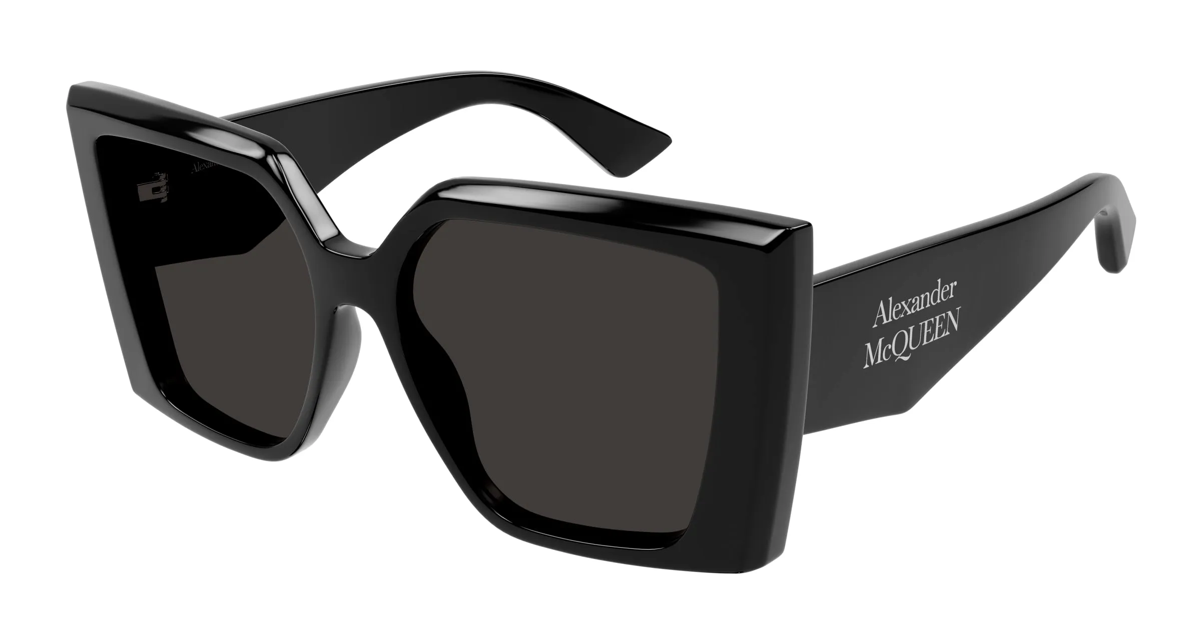 Alexander McQueen AM0467S 001 Occhiali da sole Acetato Nero Grigio Squadrata - immagine 1